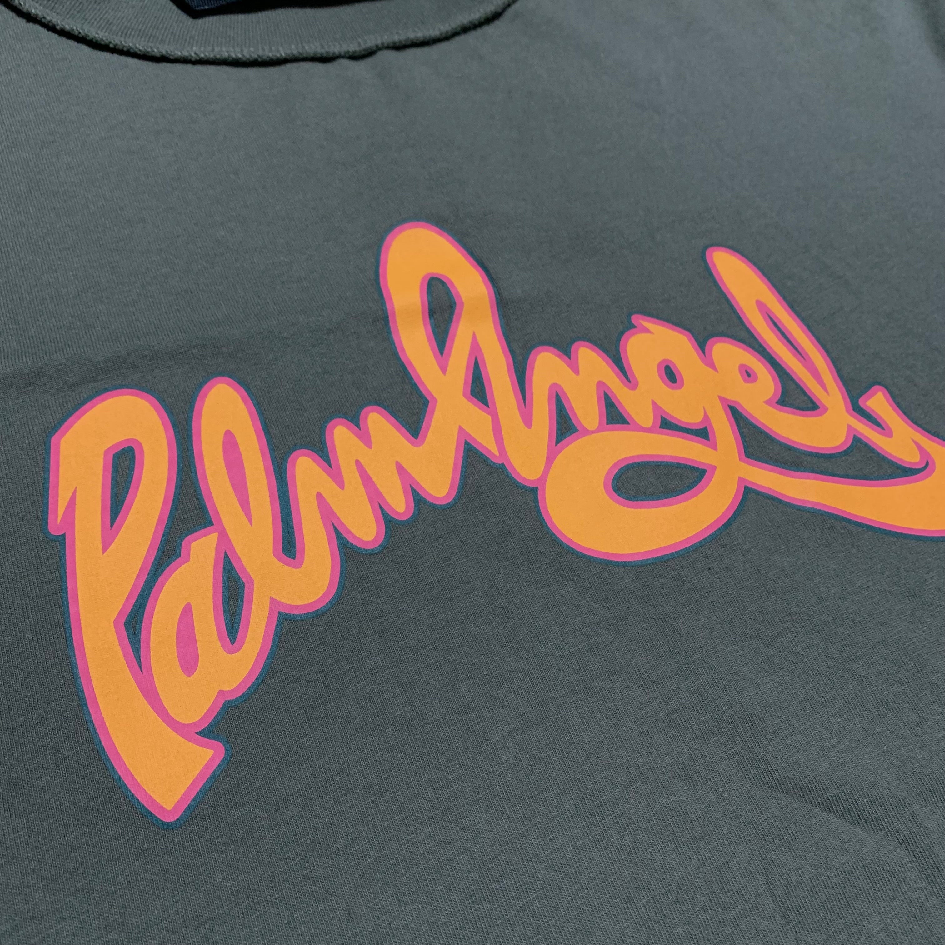 Palm Angels Medium Seasonal Logo Inside Out Military Khaki Green Tee