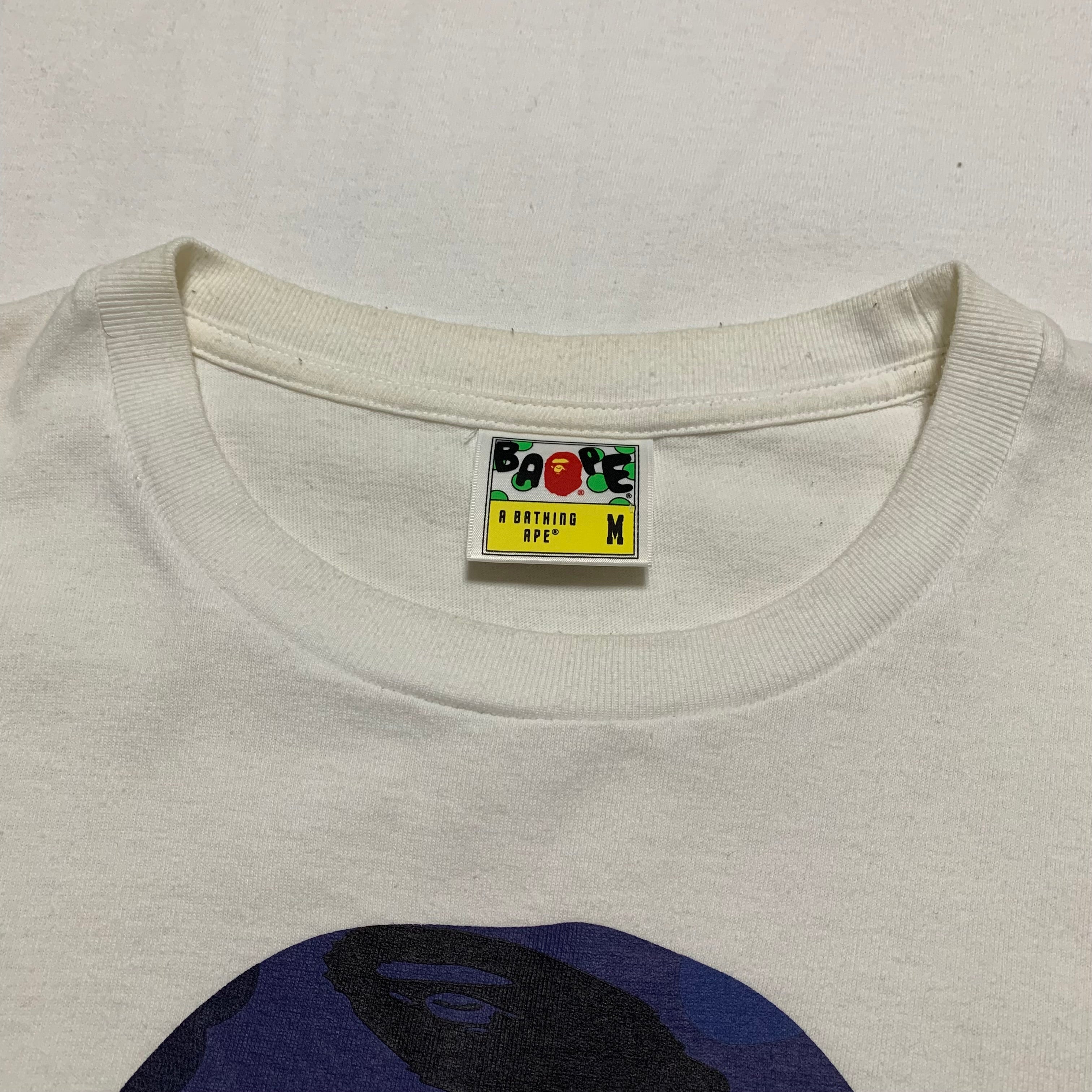 Bape Medium Big Ape Head Blue Camo White Tee