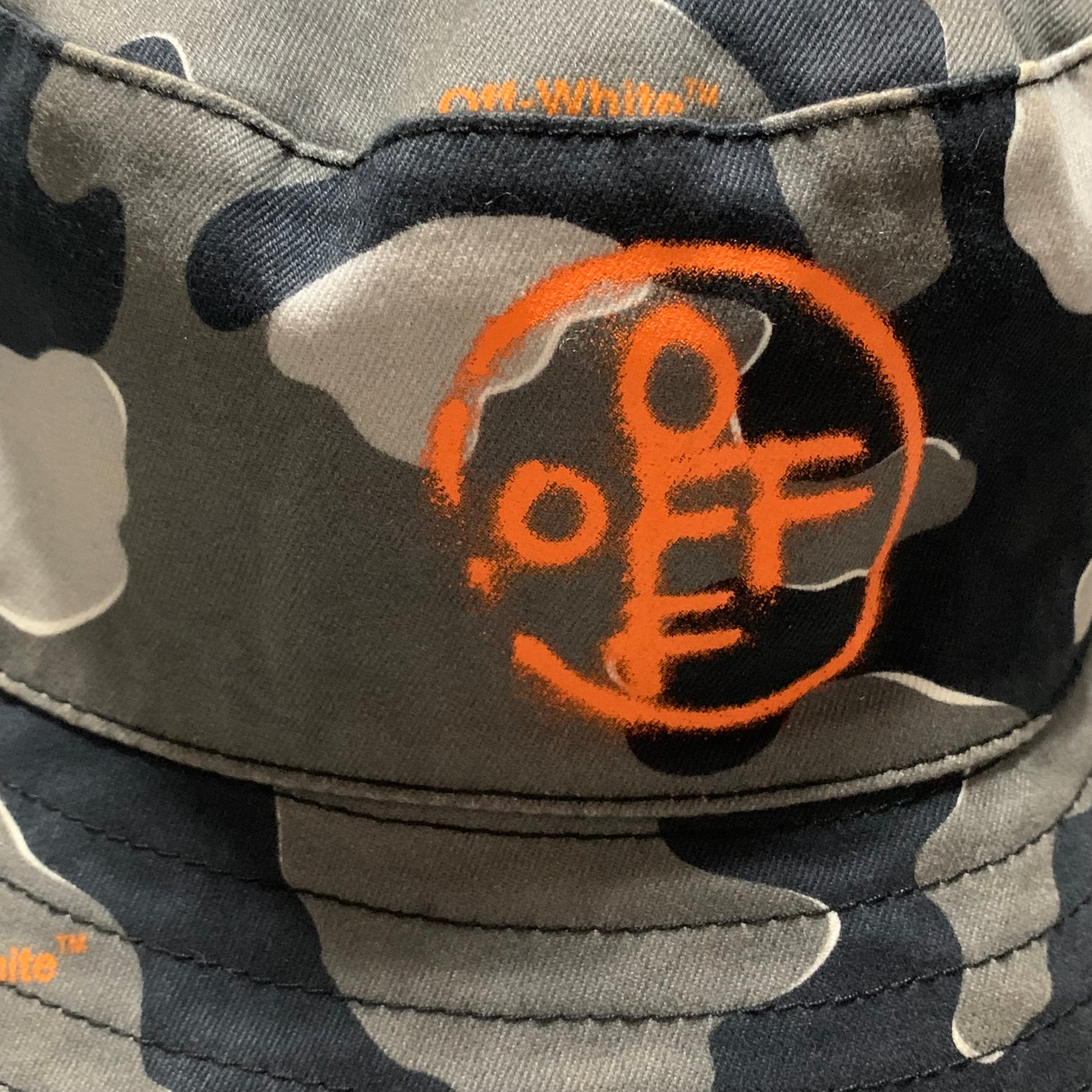 Off White Bucket Hat Camouflage Print Black Grey Hat Virgil Abloh