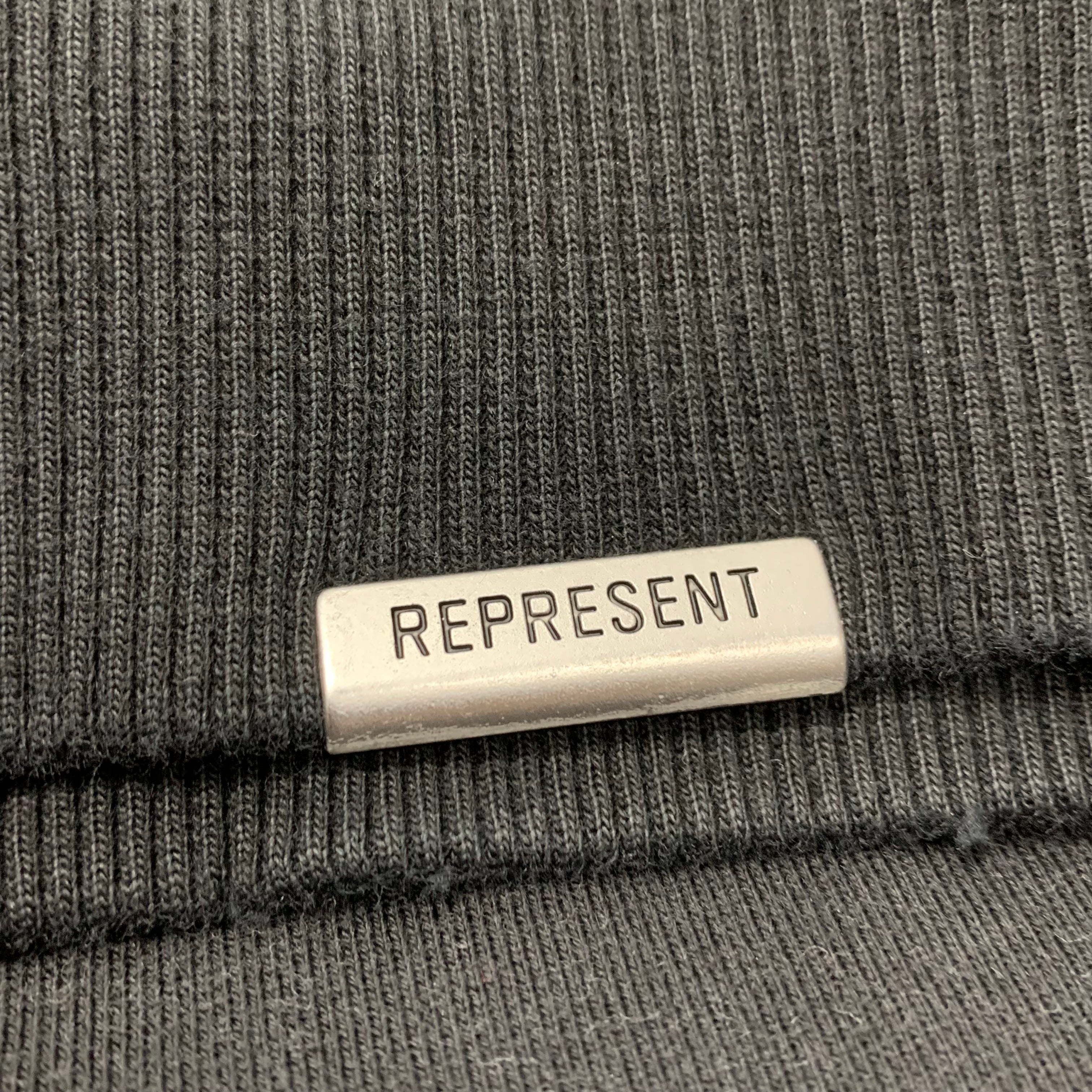 Represent Small Hoodie Chrome Flight Hoodie Stained Black Hoodie (RRP £180)