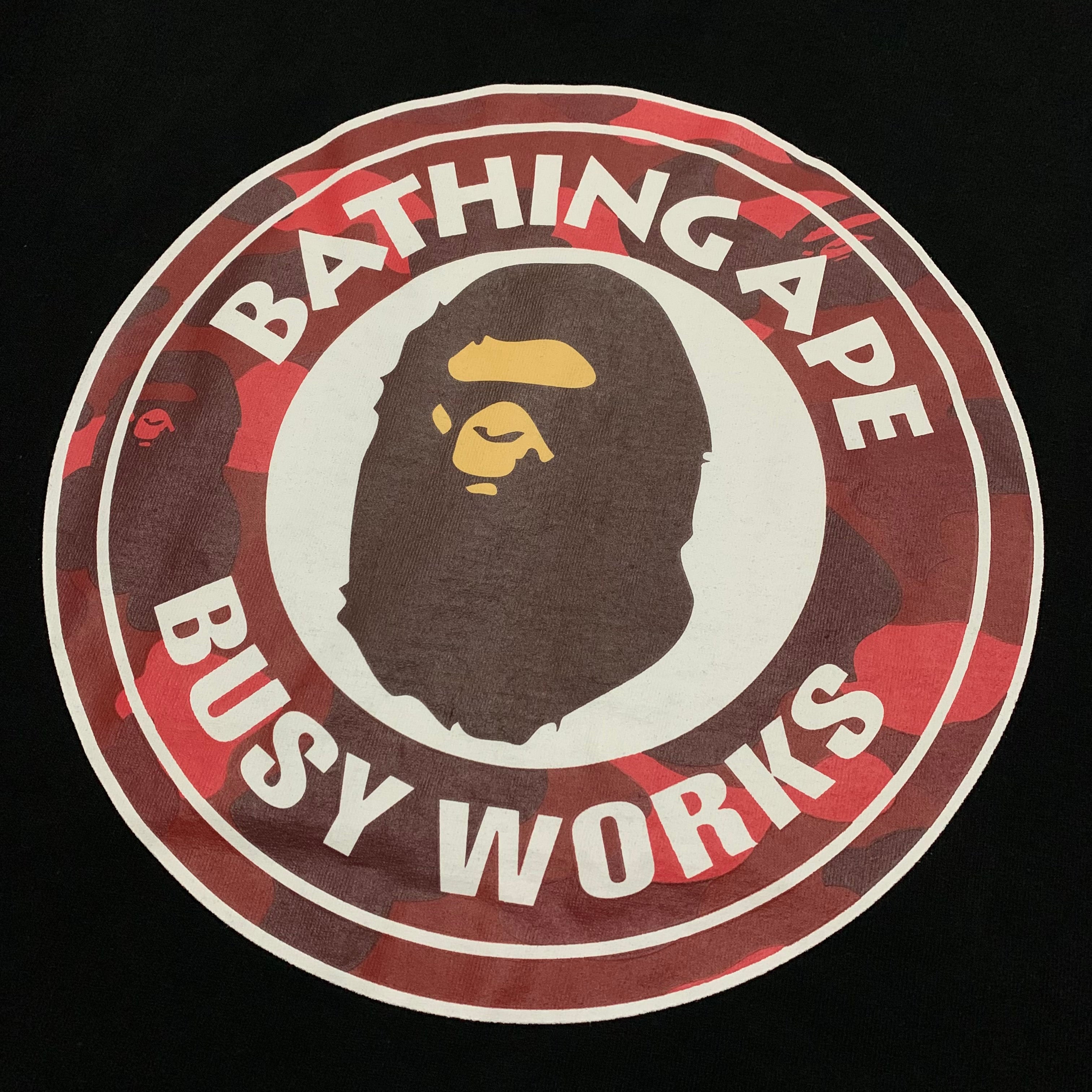 Bape Small Busy Works Red Camo Black Tee Bathing Ape