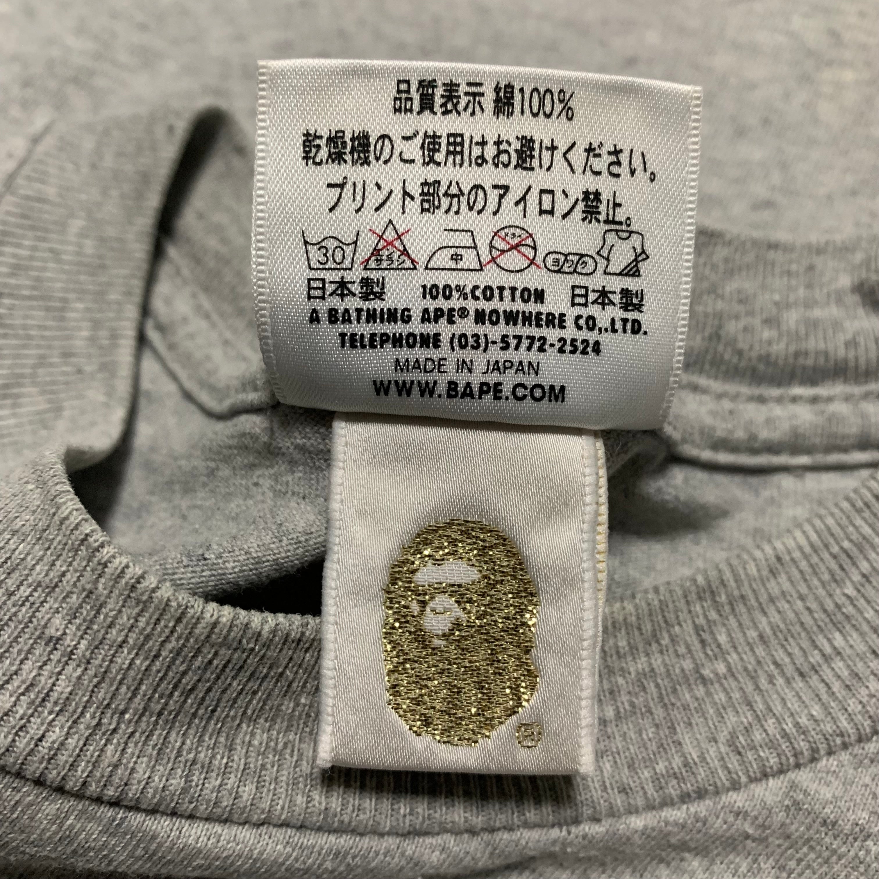 Bape Medium Neon Ape Graphic Grey Tee 2010