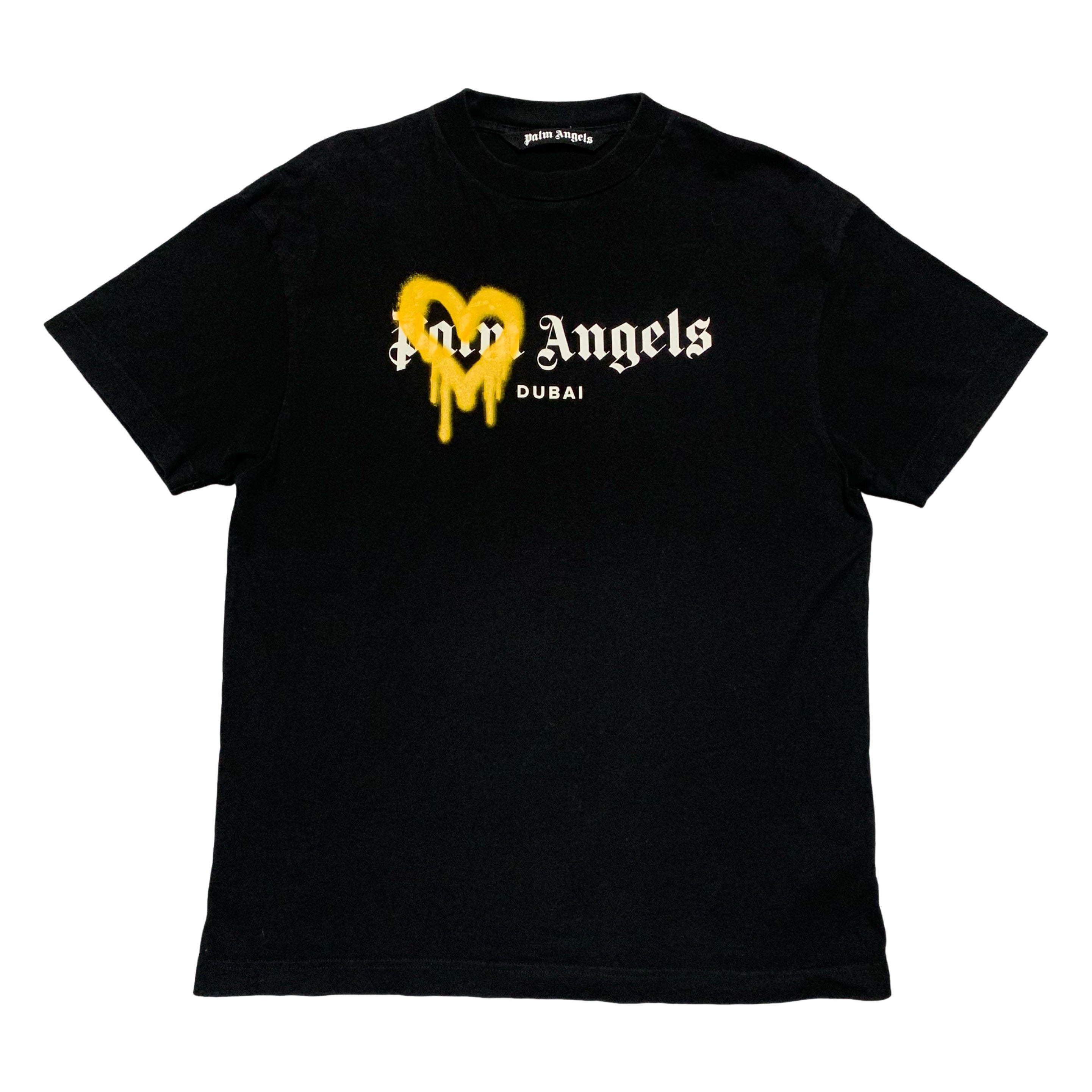 Palm Angels Large Dubai Sprayed Heart Black Tee