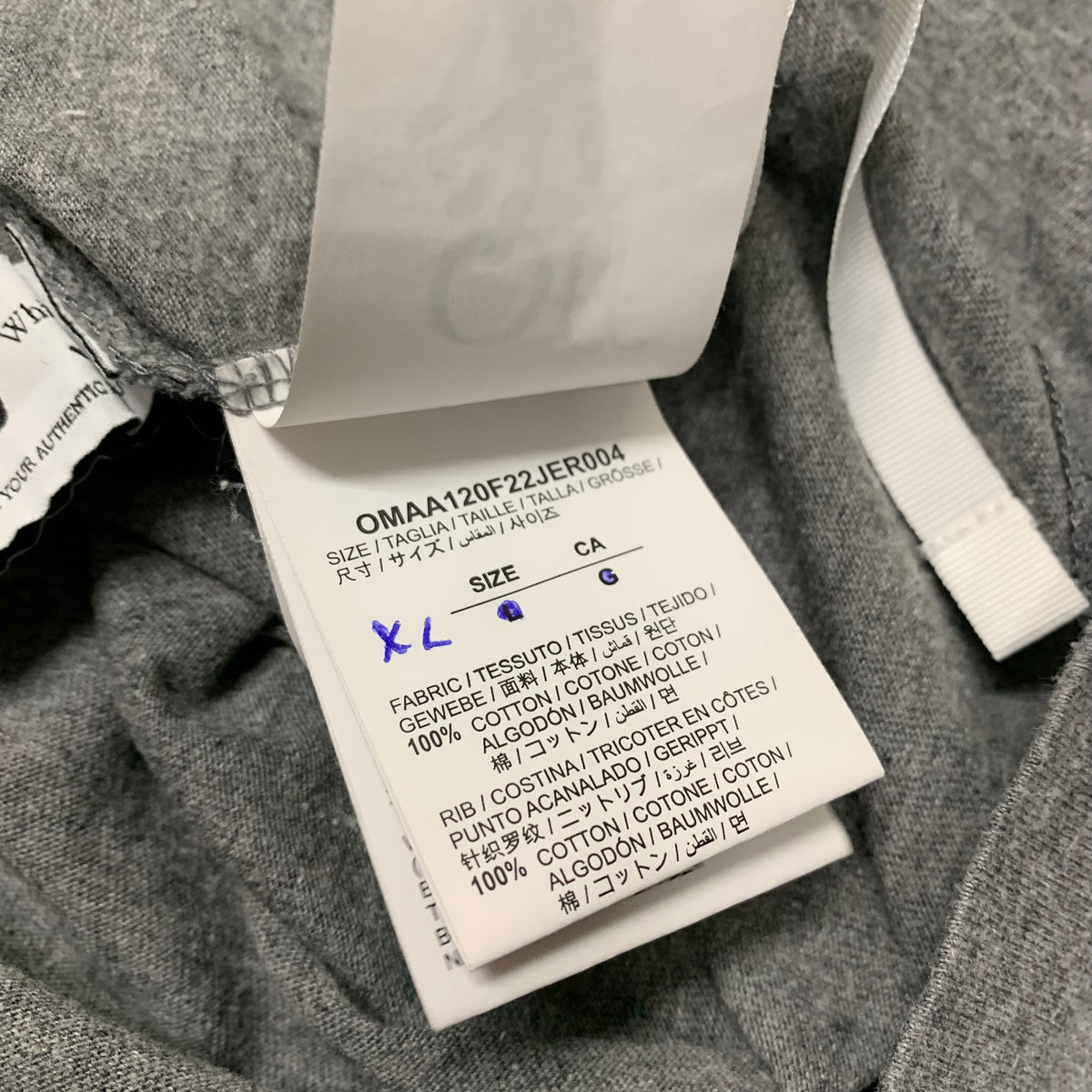 Off White XL Tee Paint Script Arrows Grey T-Shirt Virgil Abloh