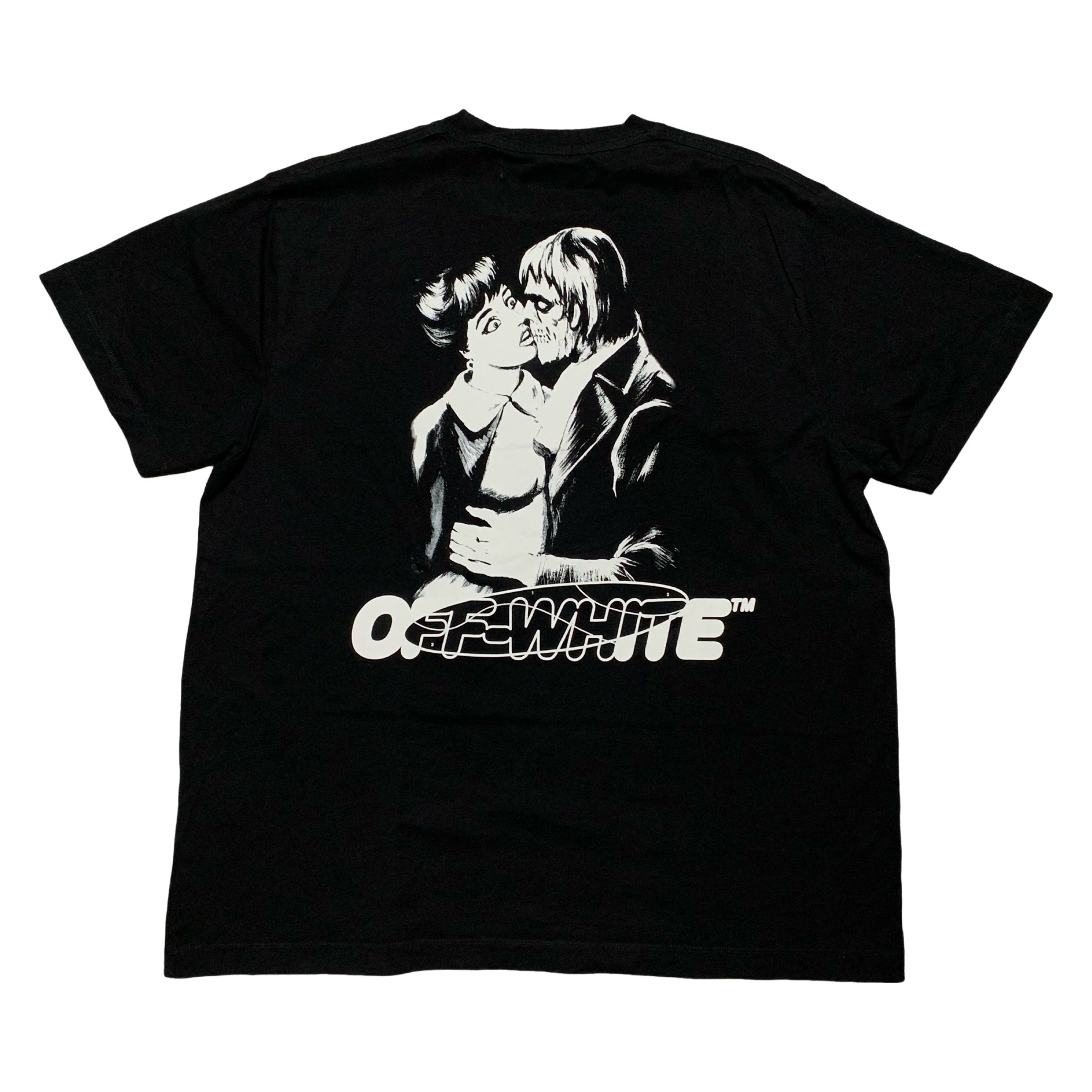 Off White Large Kiss Graphic Black Tee Virgil Abloh