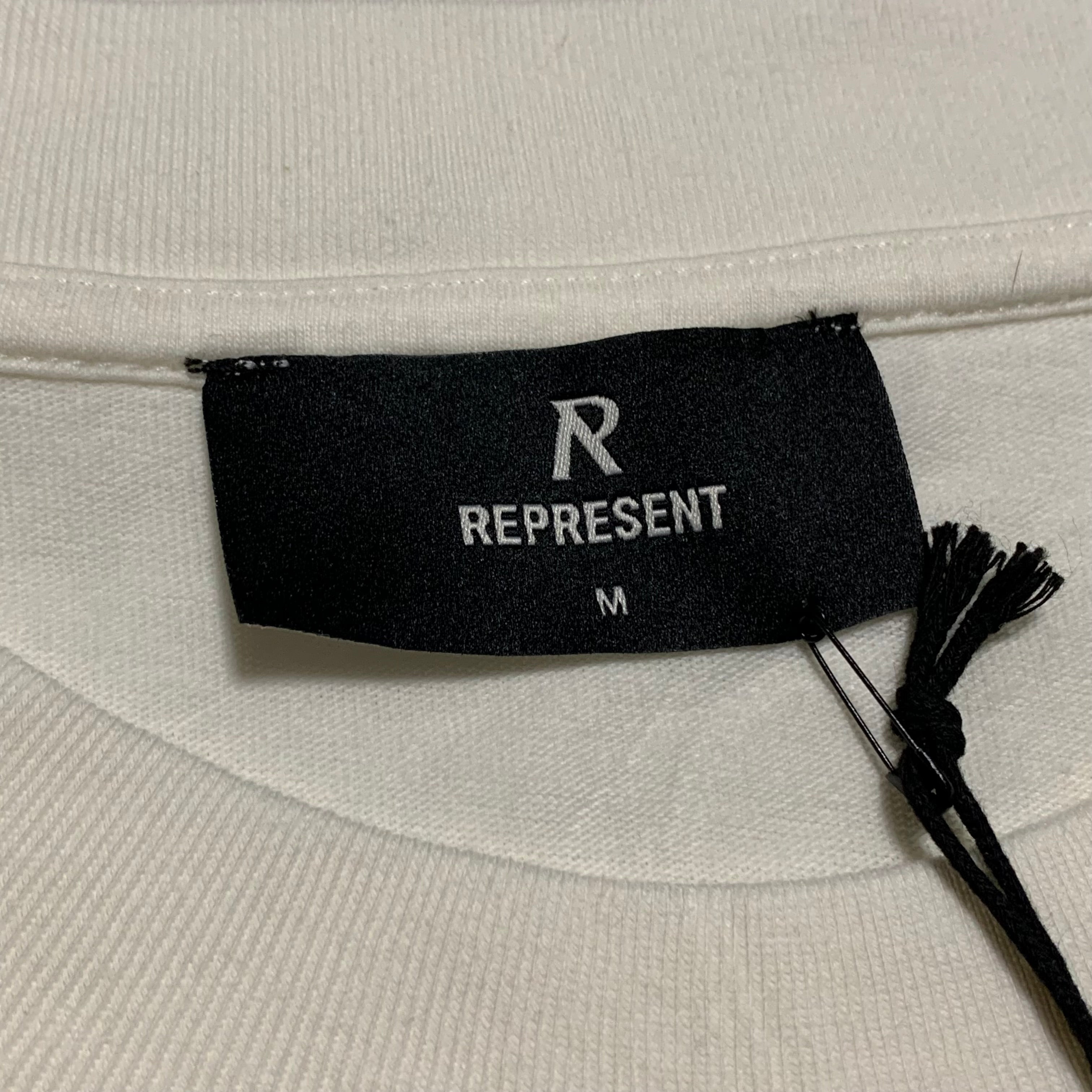 Represent Medium Owners Club Bubblegum Pink Flat White Tee