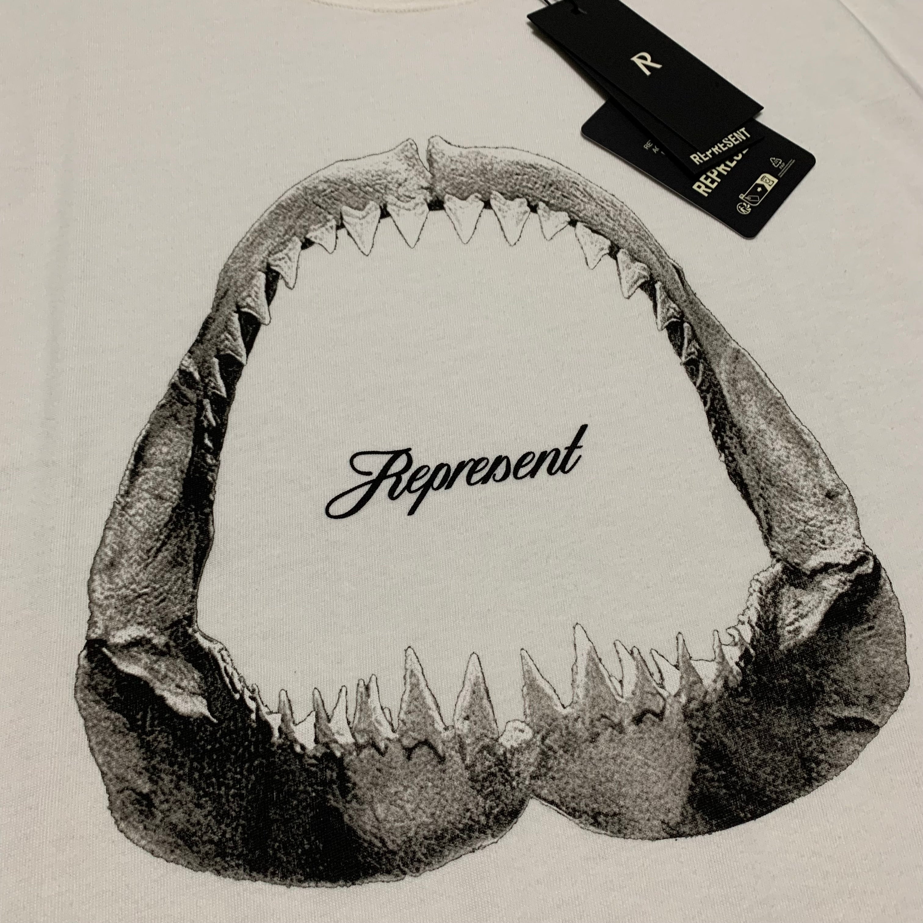 Represent Large Jaws Flat White Tee Graphic