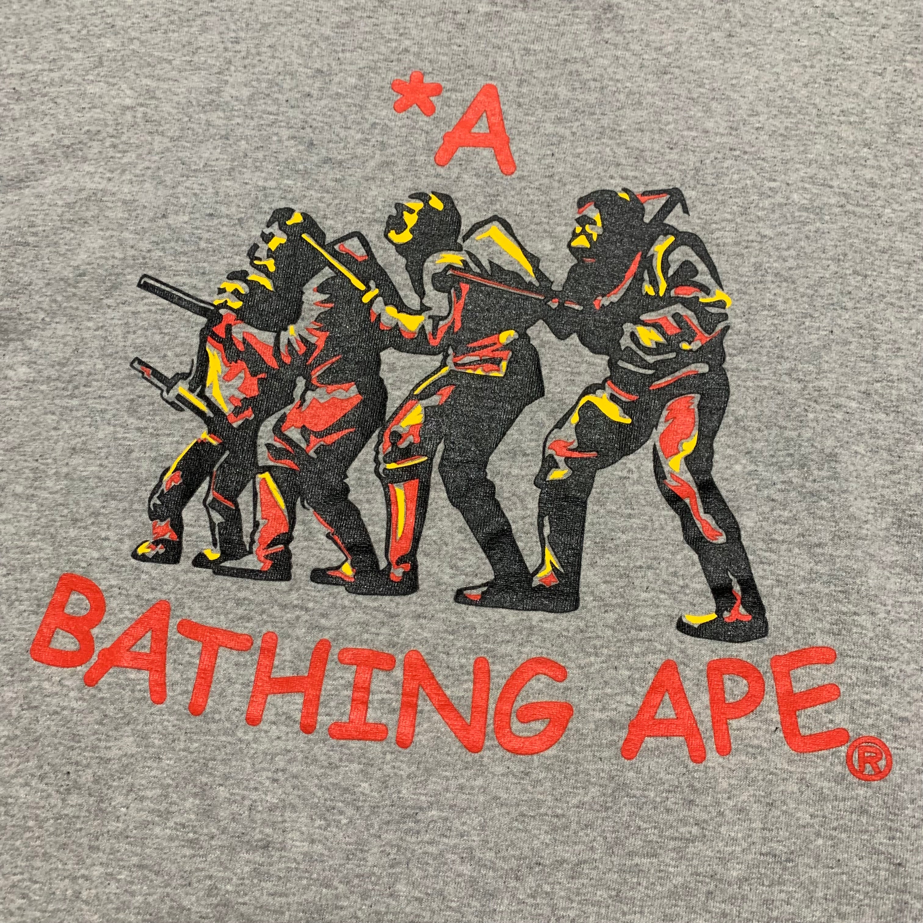 Bape Large A Bathing Ape Soldier Graphic Grey Tee