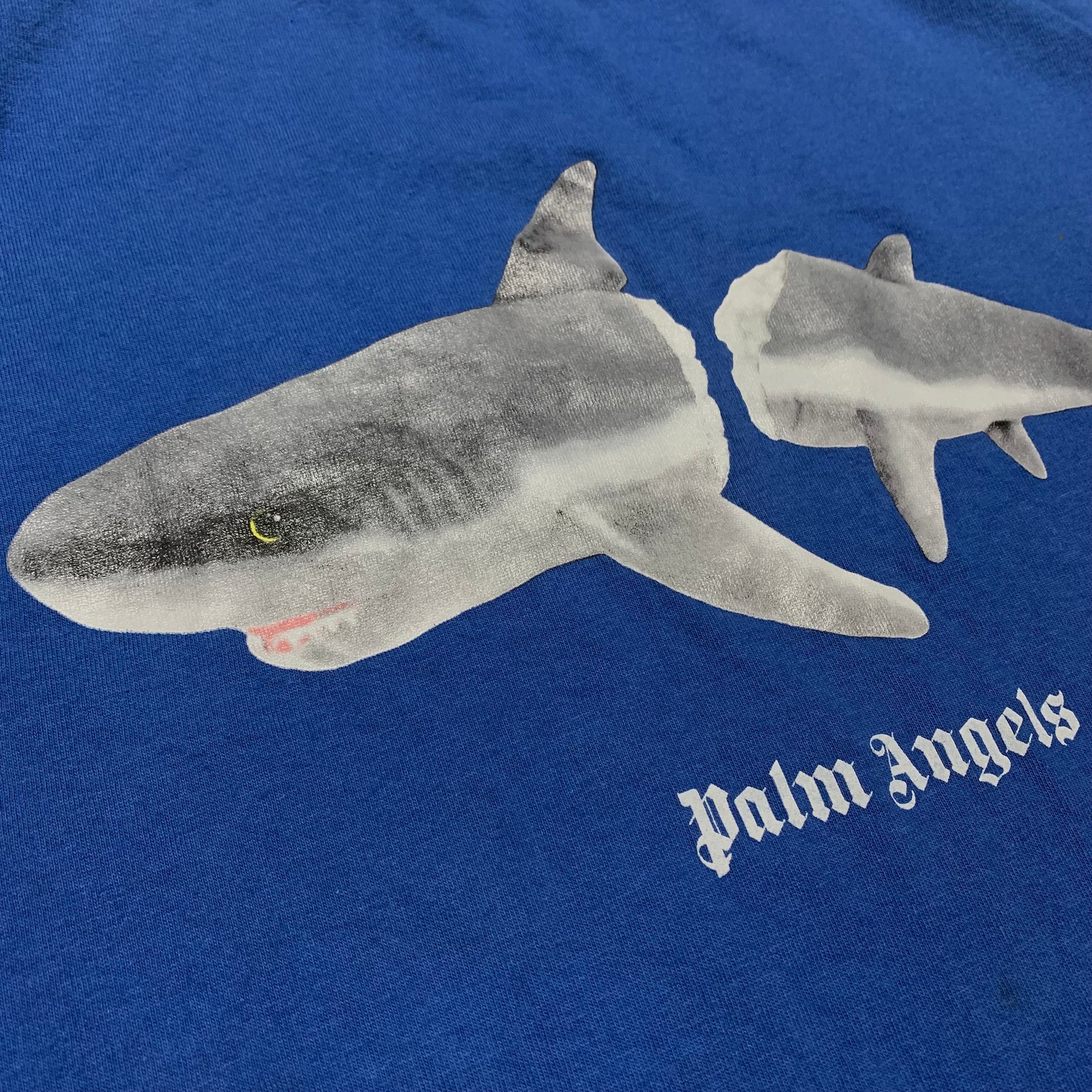 Palm Angels Medium Shark Graphic Blue Tee