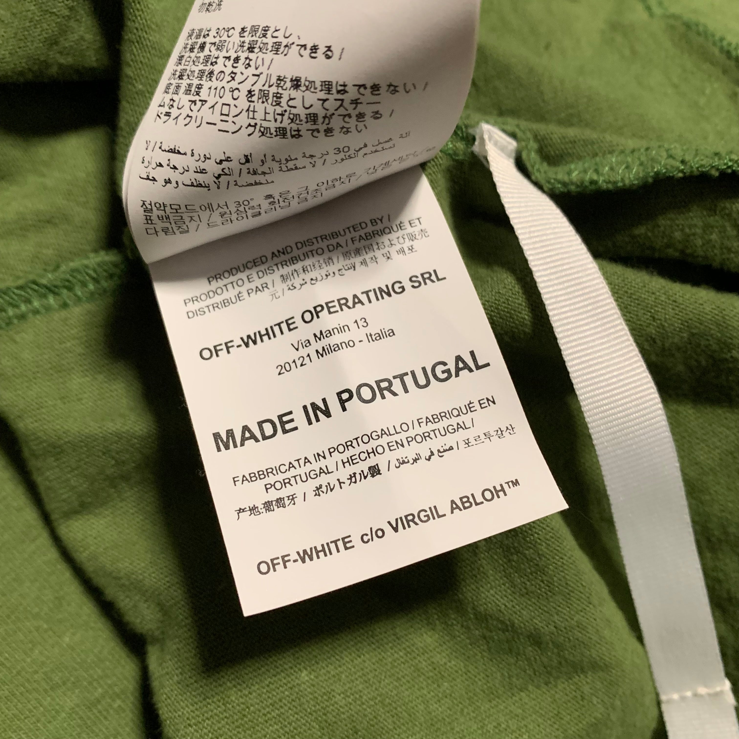 Off White Medium Arrows Graphic Khaki Green Tee Virgil Abloh