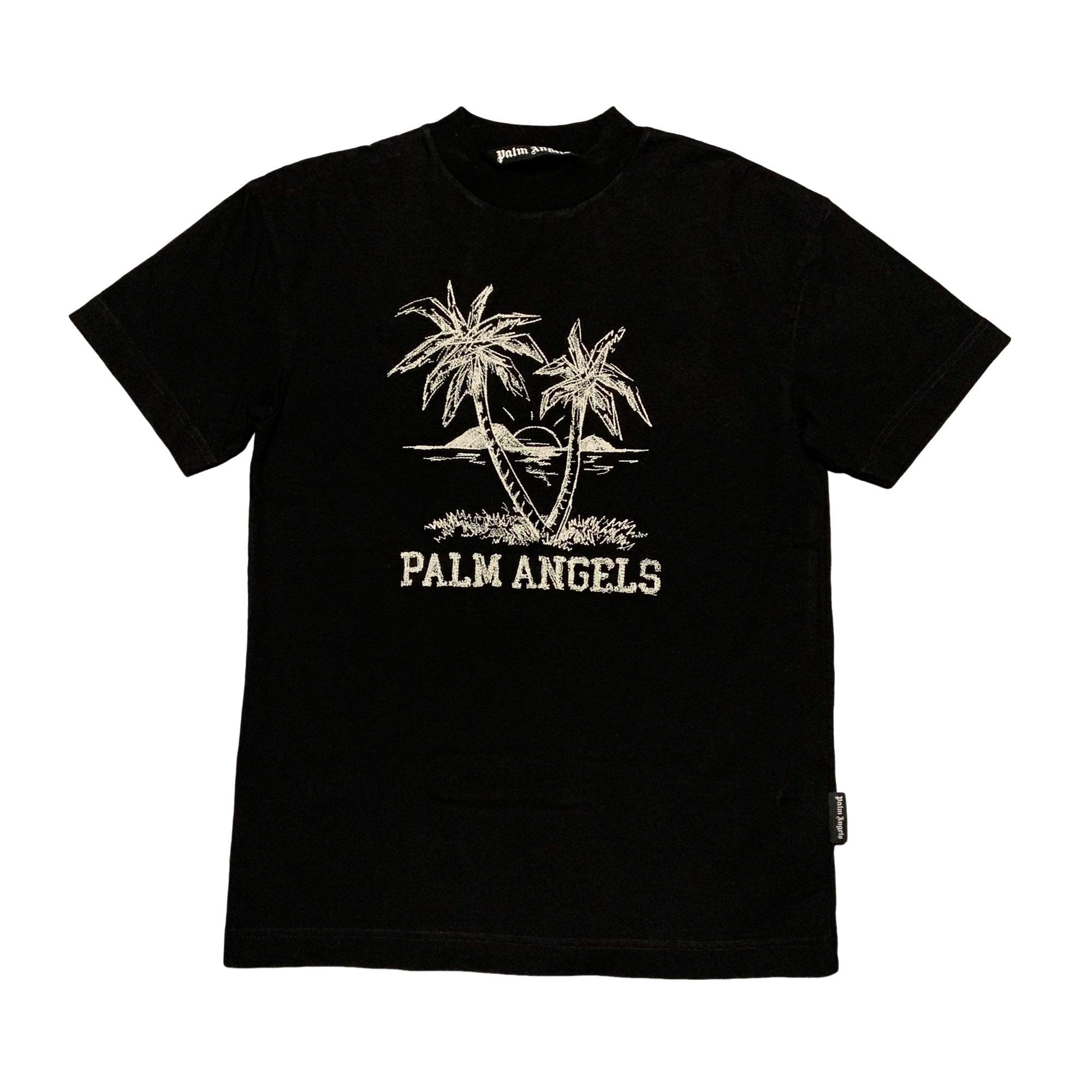 Palm Angels XS Palm Tree Graphic Black Tee