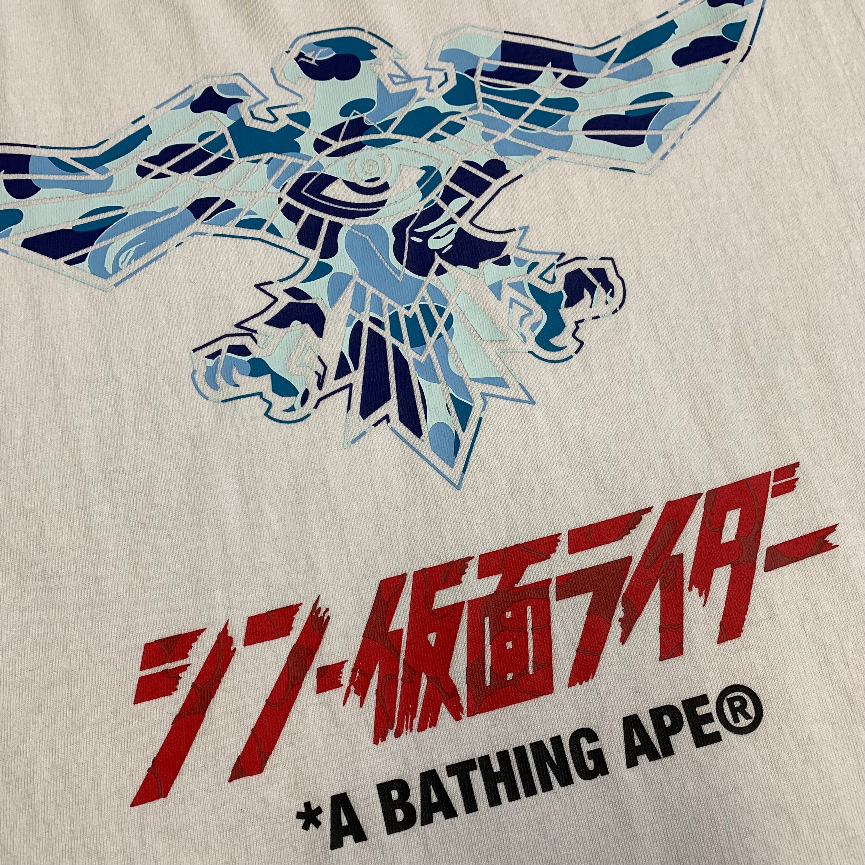 Bape Large Shin Kamen Rider Shocker Emblem ABC White T-Shirt A Bathing Ape
