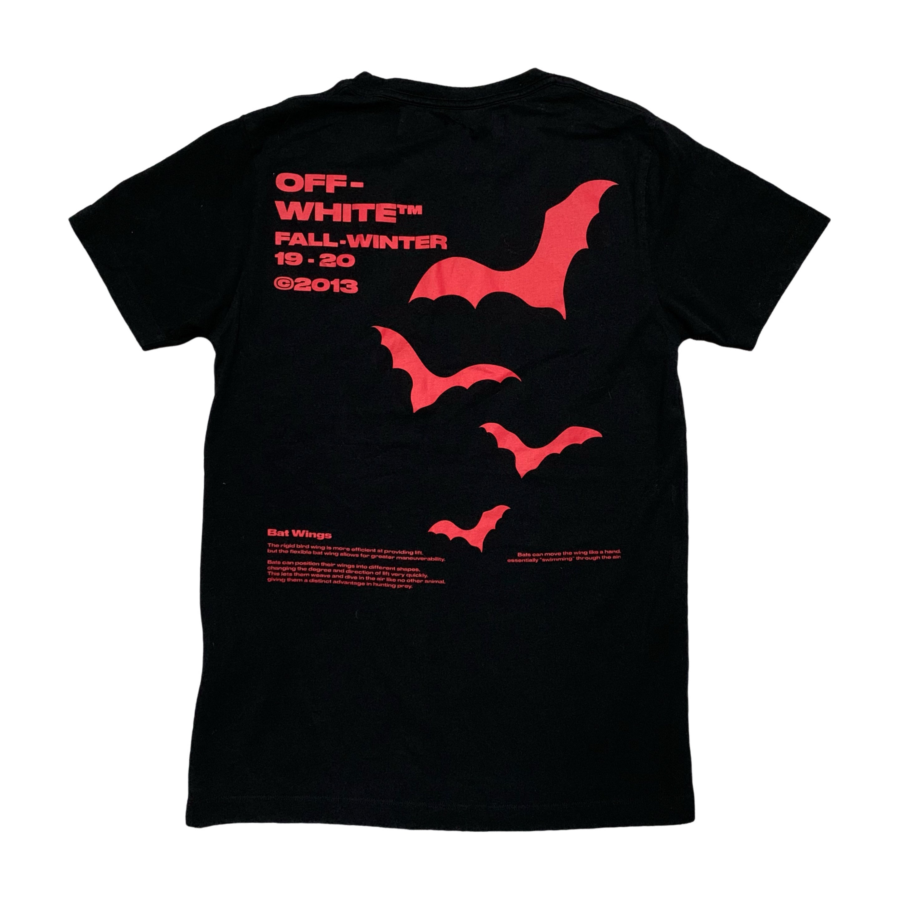 Off White XS Bats Print Black Tee Virgil Abloh Halloween