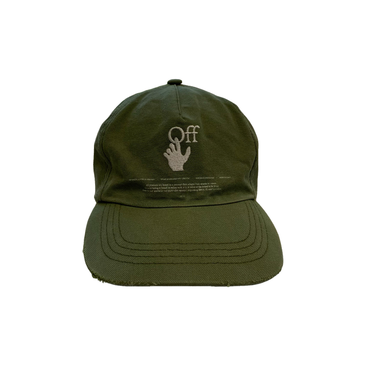 Off White Cap Hand Off Baseball Cap Hedge Green Distressed Hat Virgil Abloh