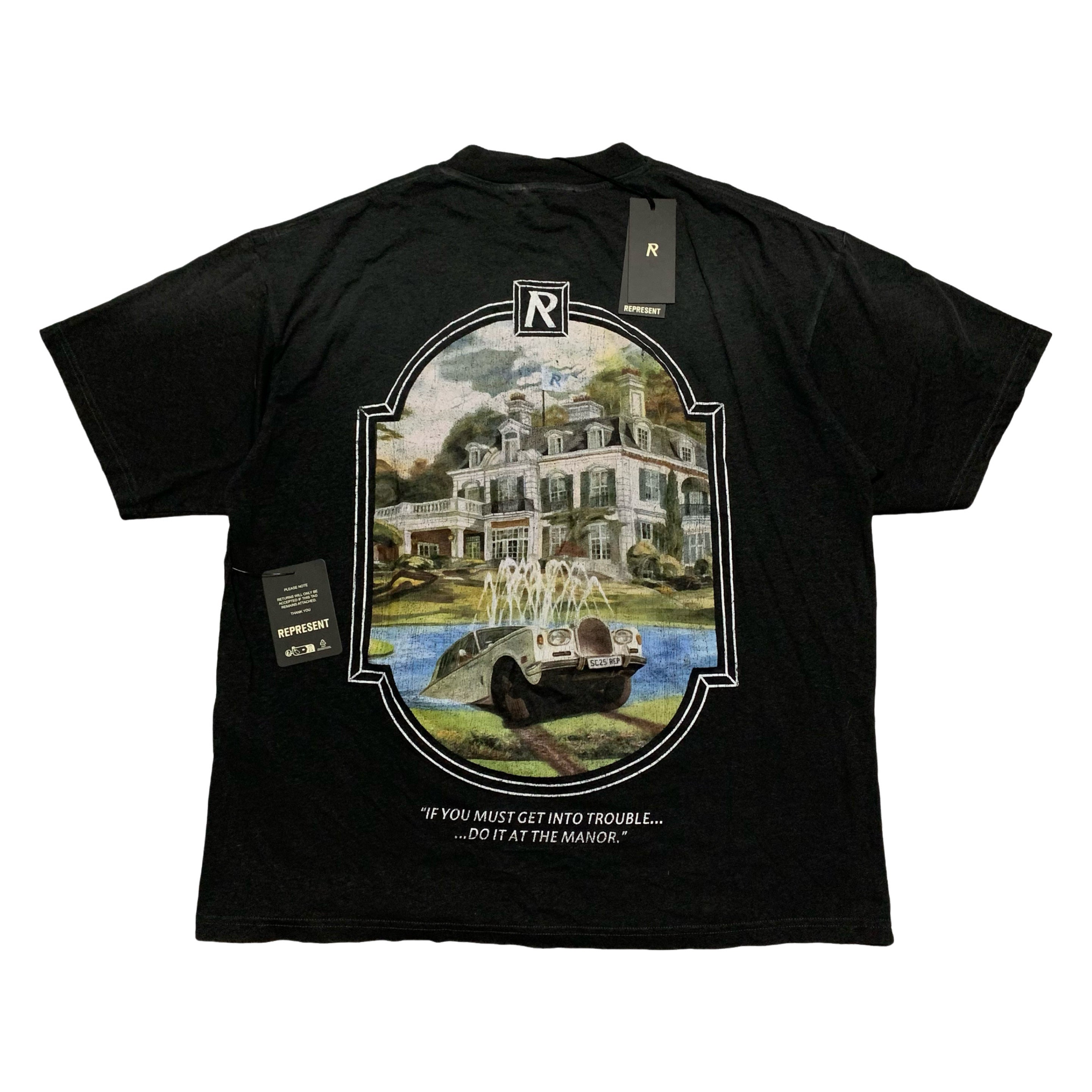 Represent XL Revere Manor Stained Black Tee