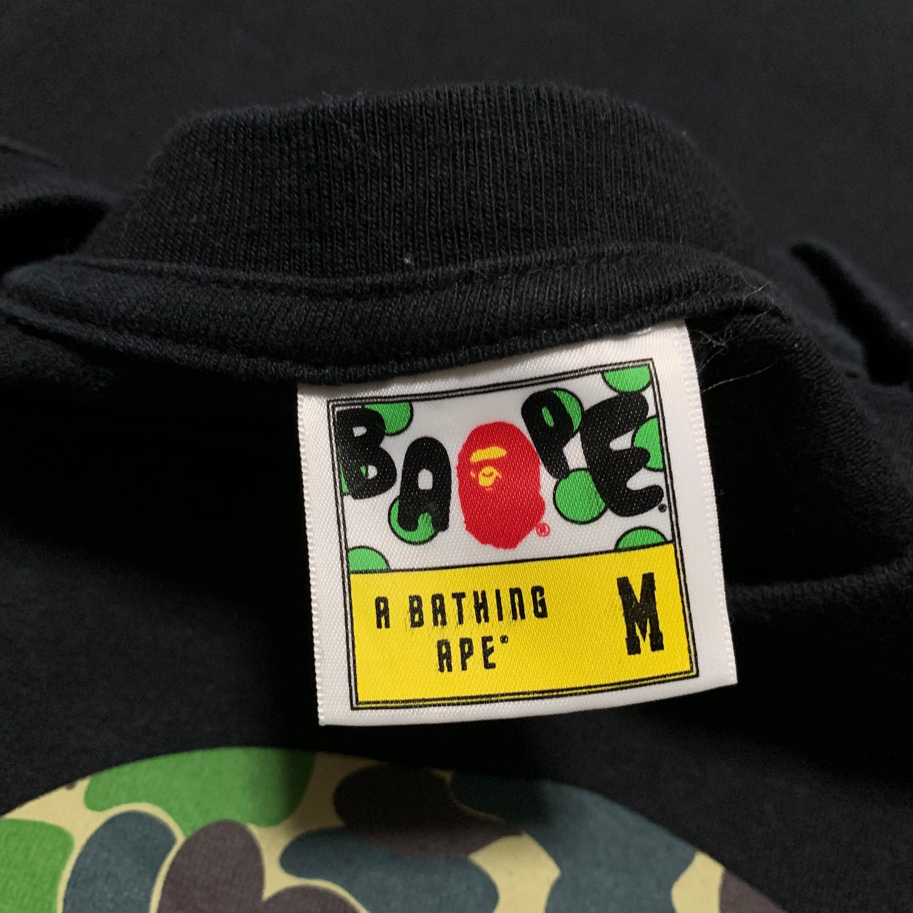 Bape Medium Ape Head Green ABC Camo Black Tee