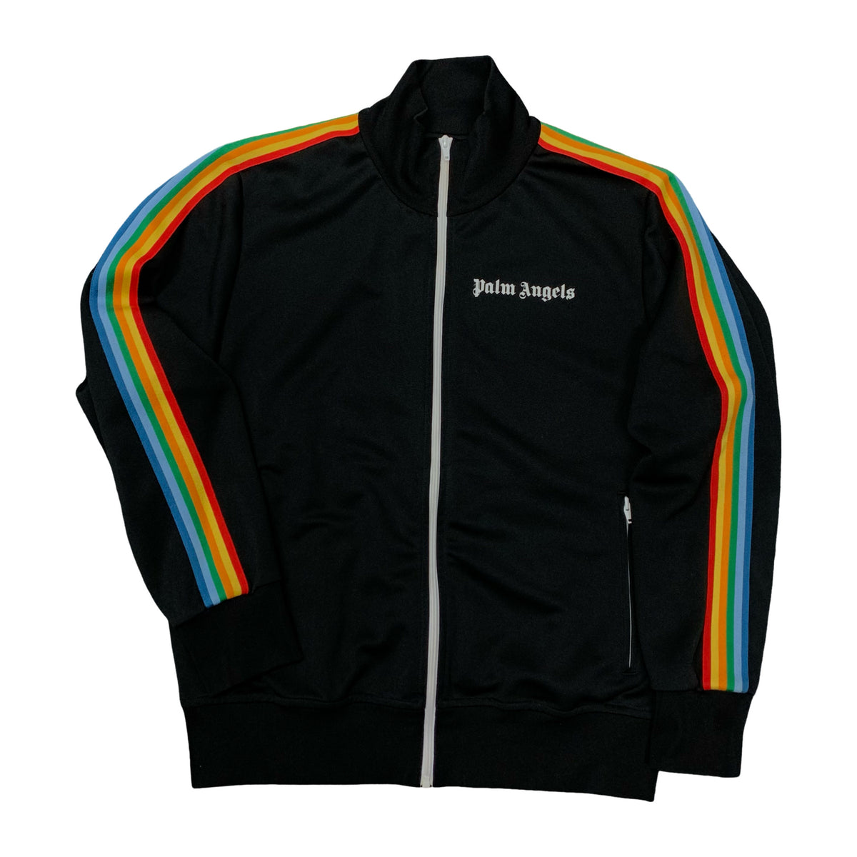 Palm Angels XL Jacket Black Rainbow Stripe Classic Track Top Jacket