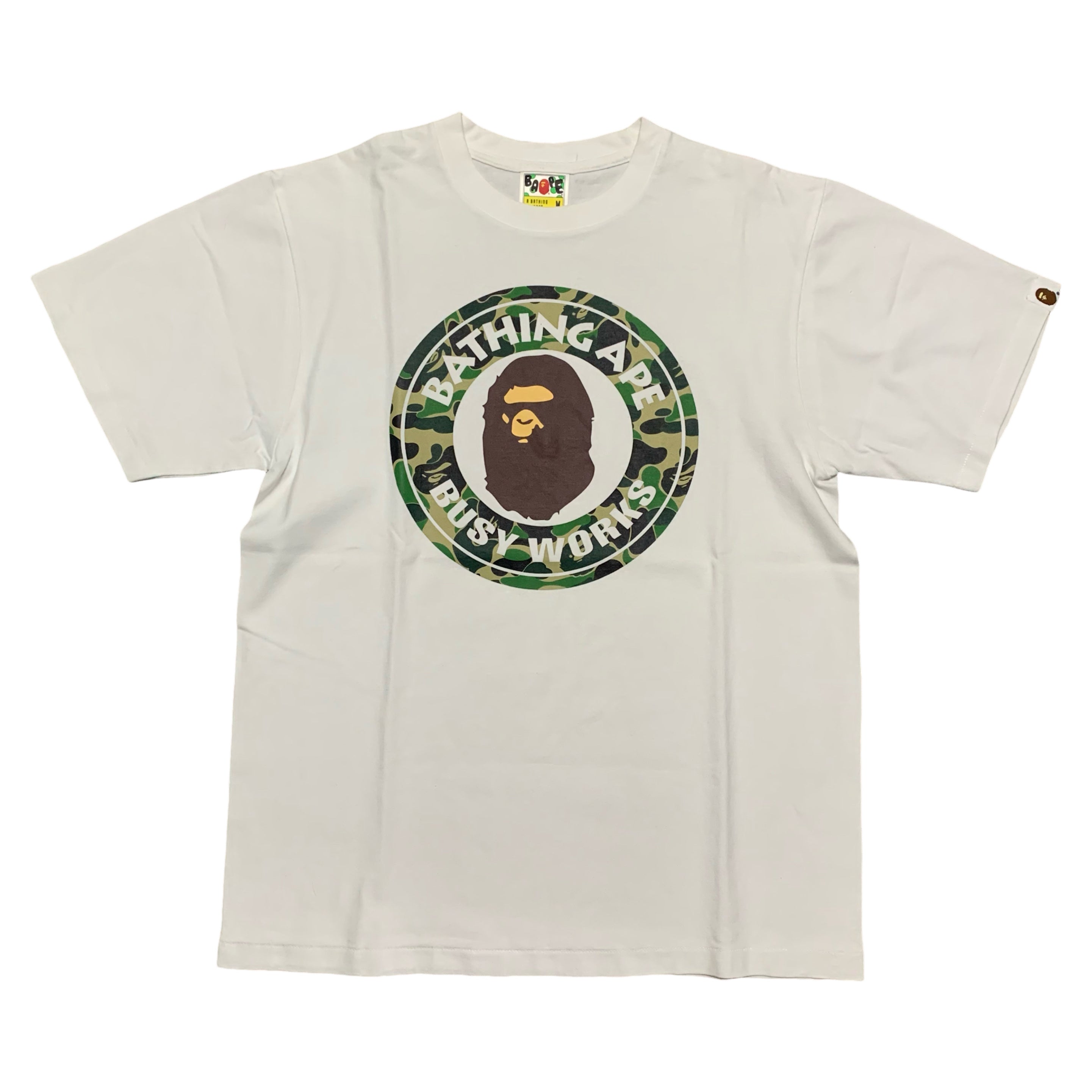 Bape Medium Busy Works Green ABC Camo White Tee