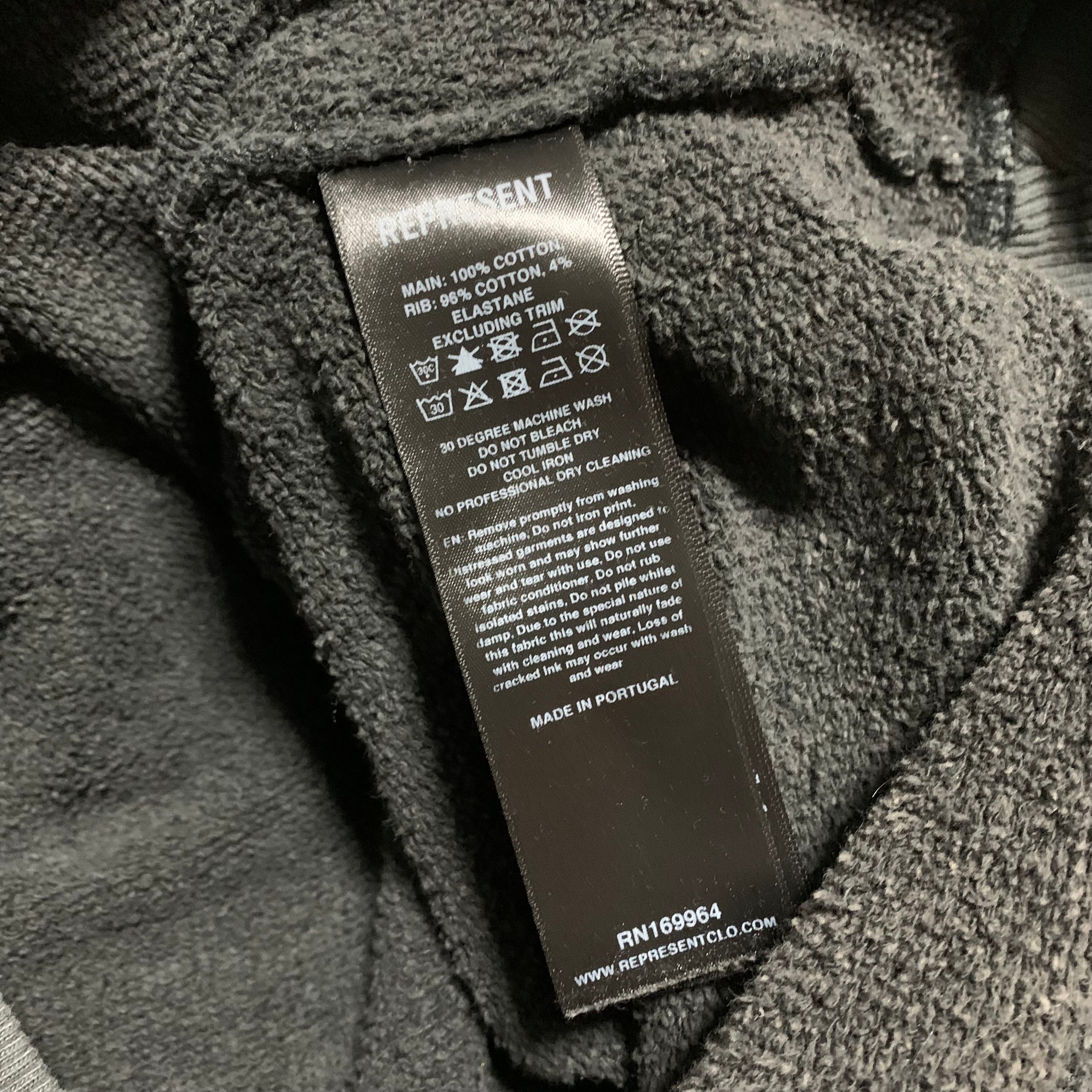 Represent XS Angel Border Stained Black Sweater Sweatshirt Crewneck