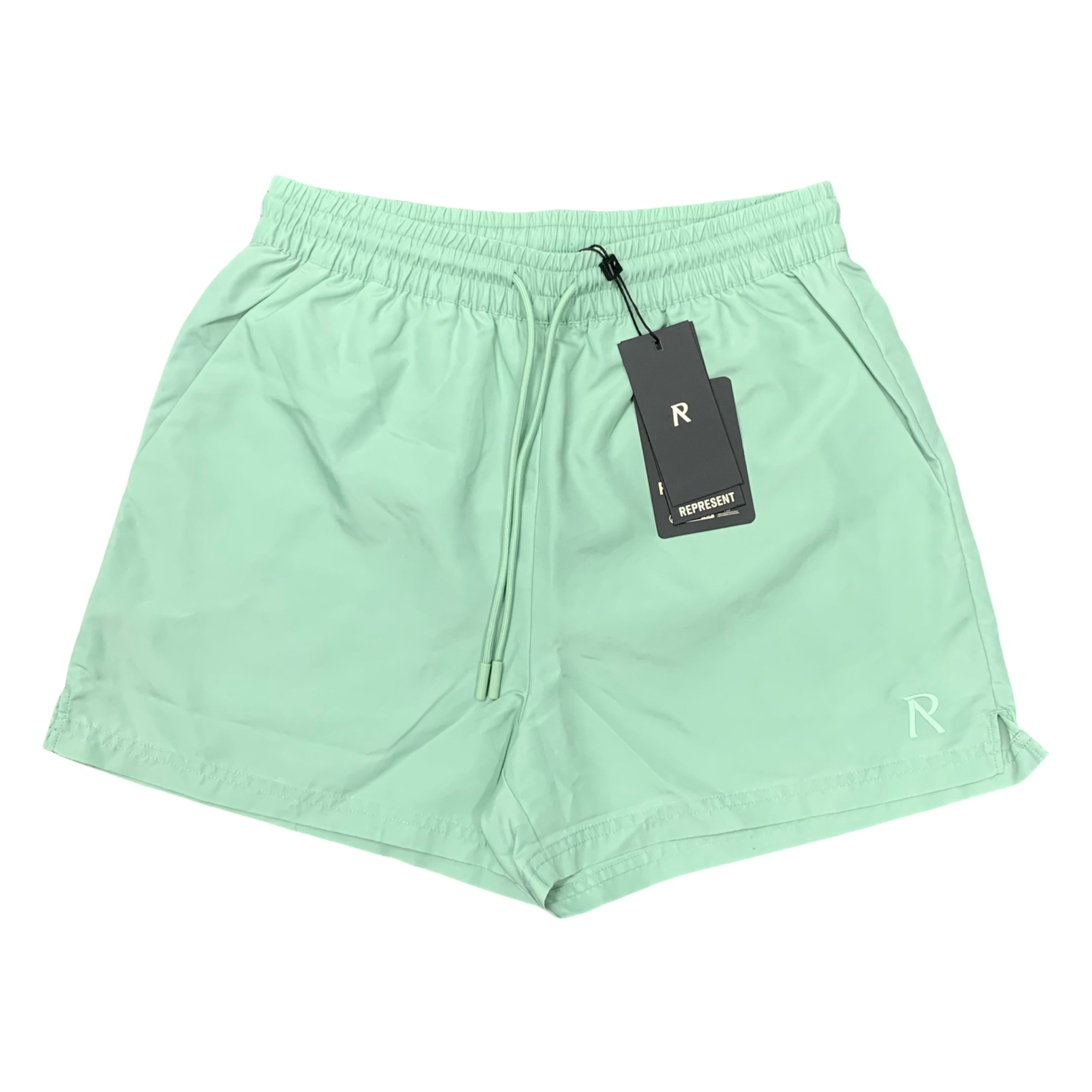 Represent Small Swim Shorts Metal Initial Washed Sage Mint Green