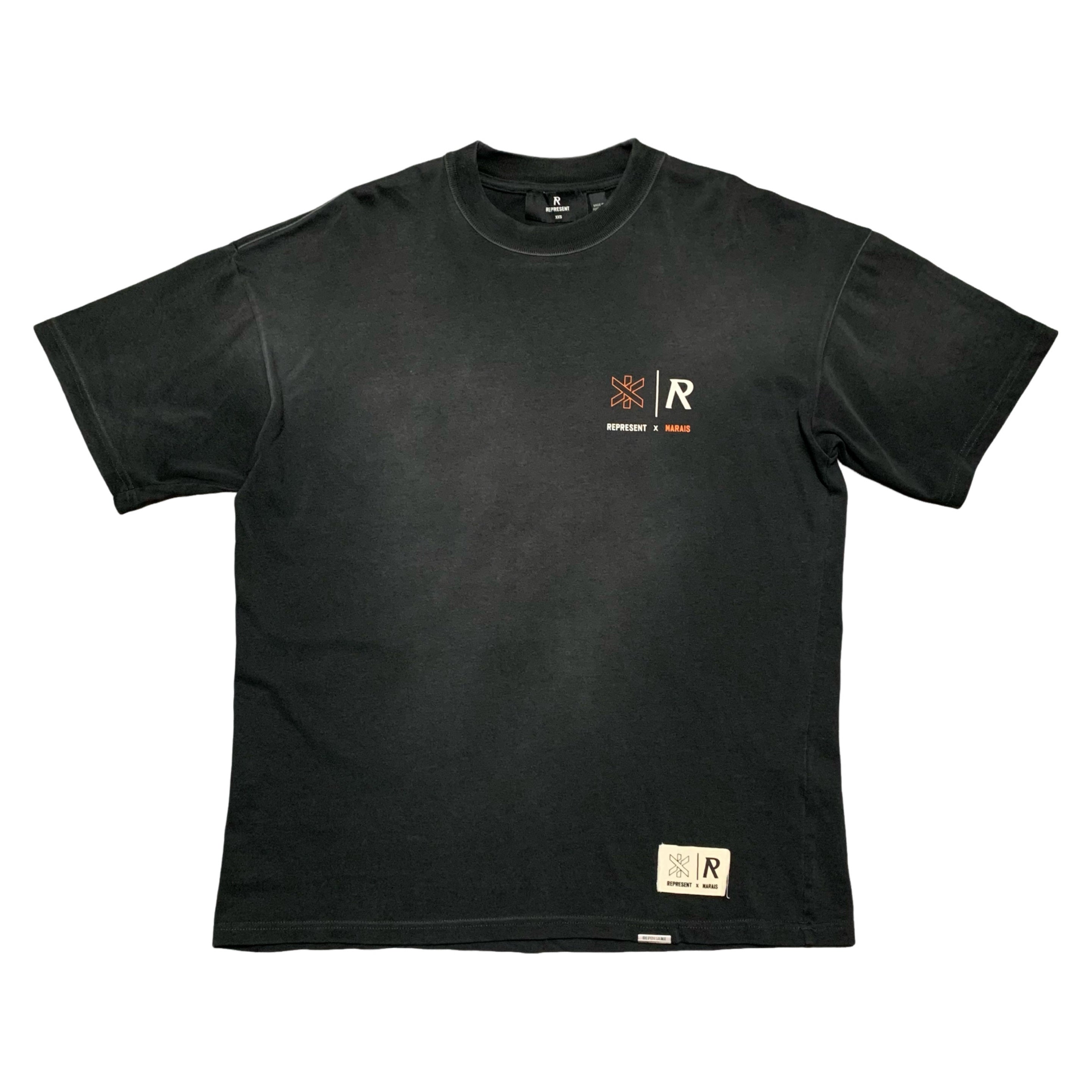 Represent x Marais XXS Logo Lock Up Aged Black Tee Limited Edition