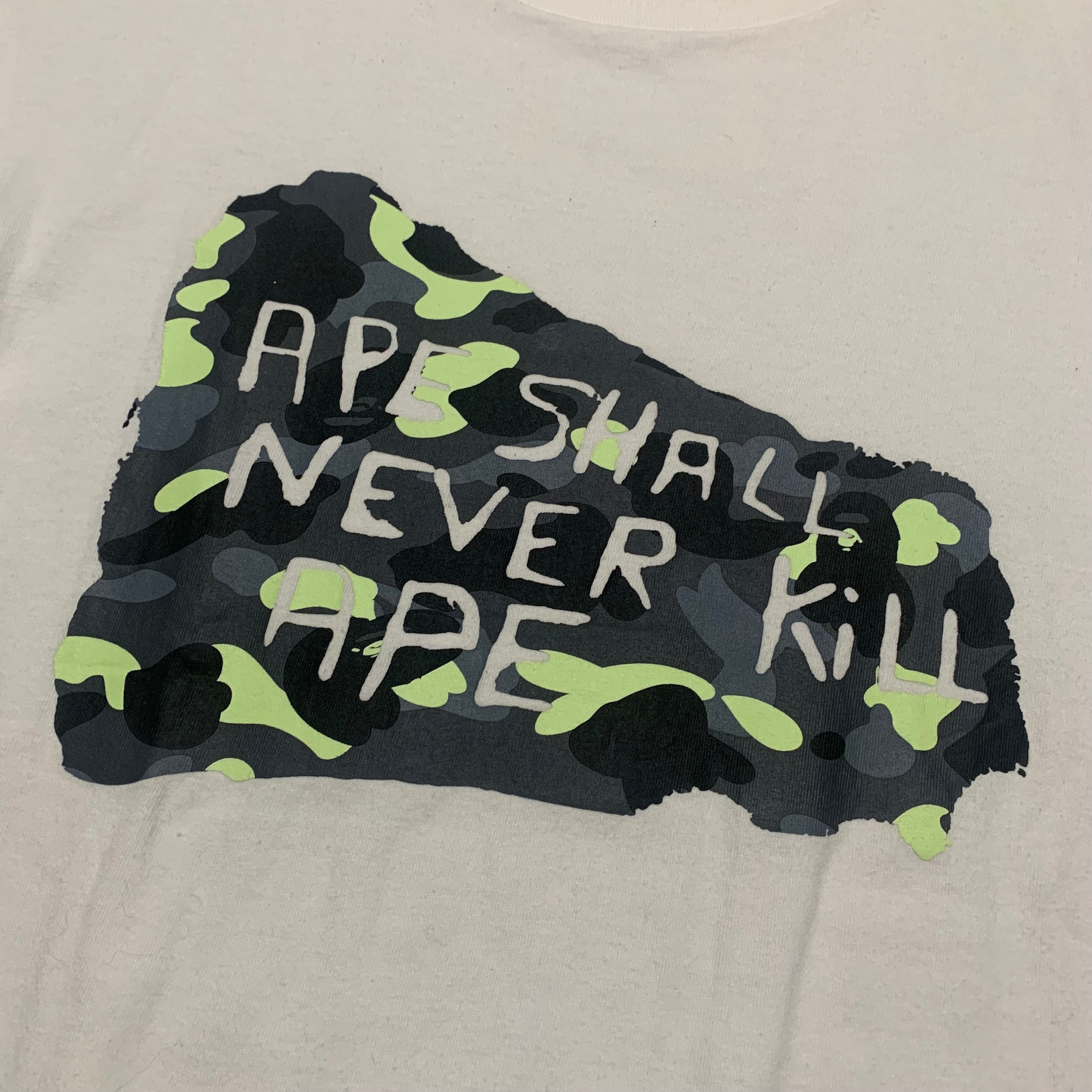 Bape XL White Tee A Bathing Ape 'Ape Shall Never Kill'