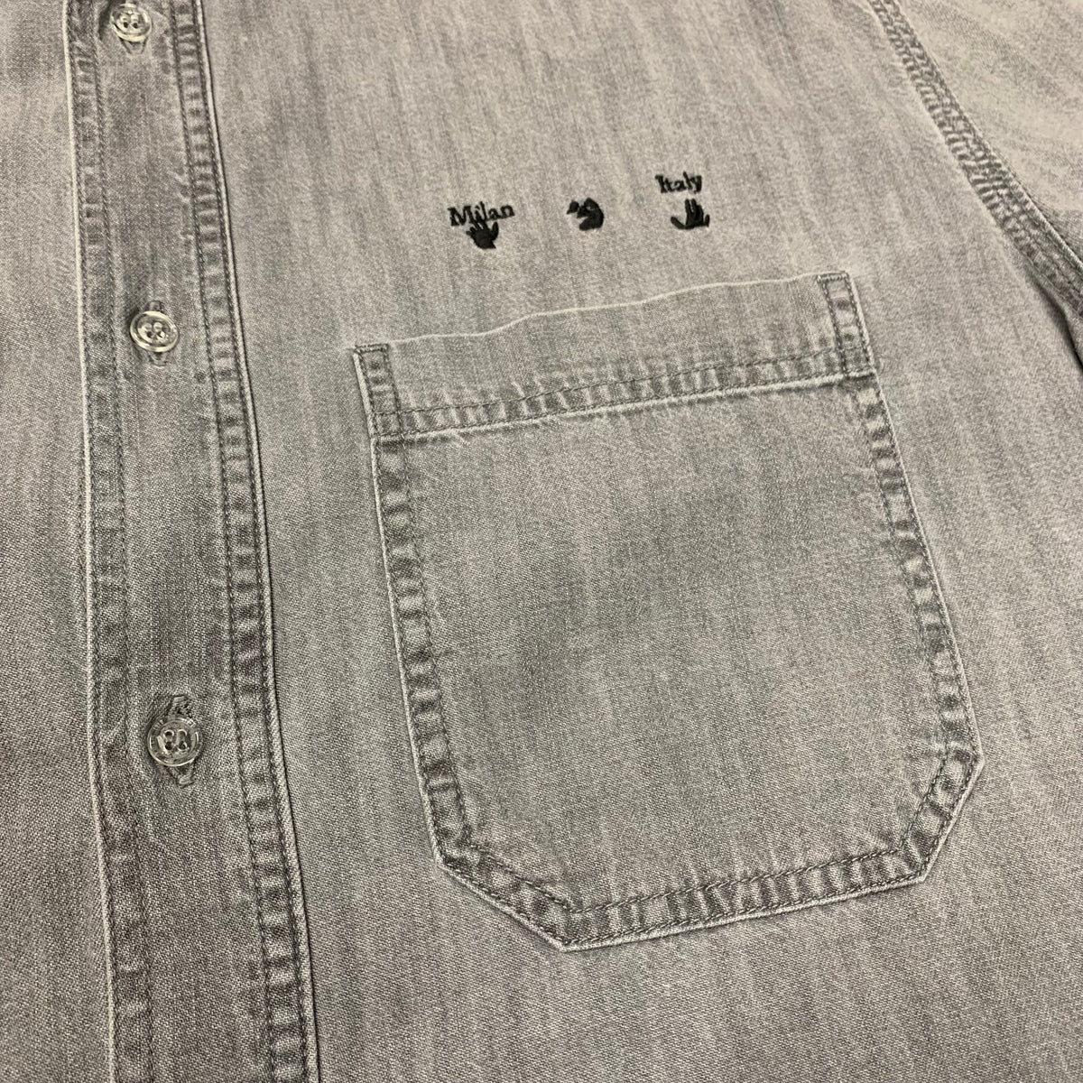 Off White Large Shirt Denim Blue Washed Long Sleeve Top Virgil Abloh