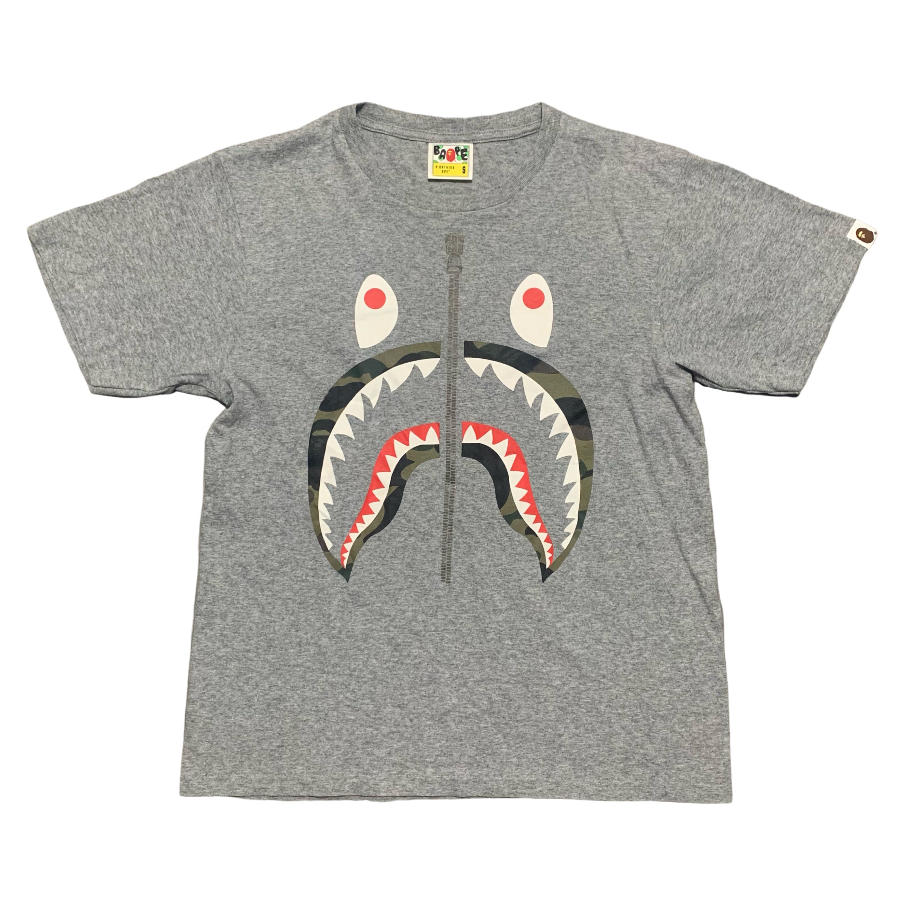 Bape Small Shark Camo Grey Tee A Bathing Ape