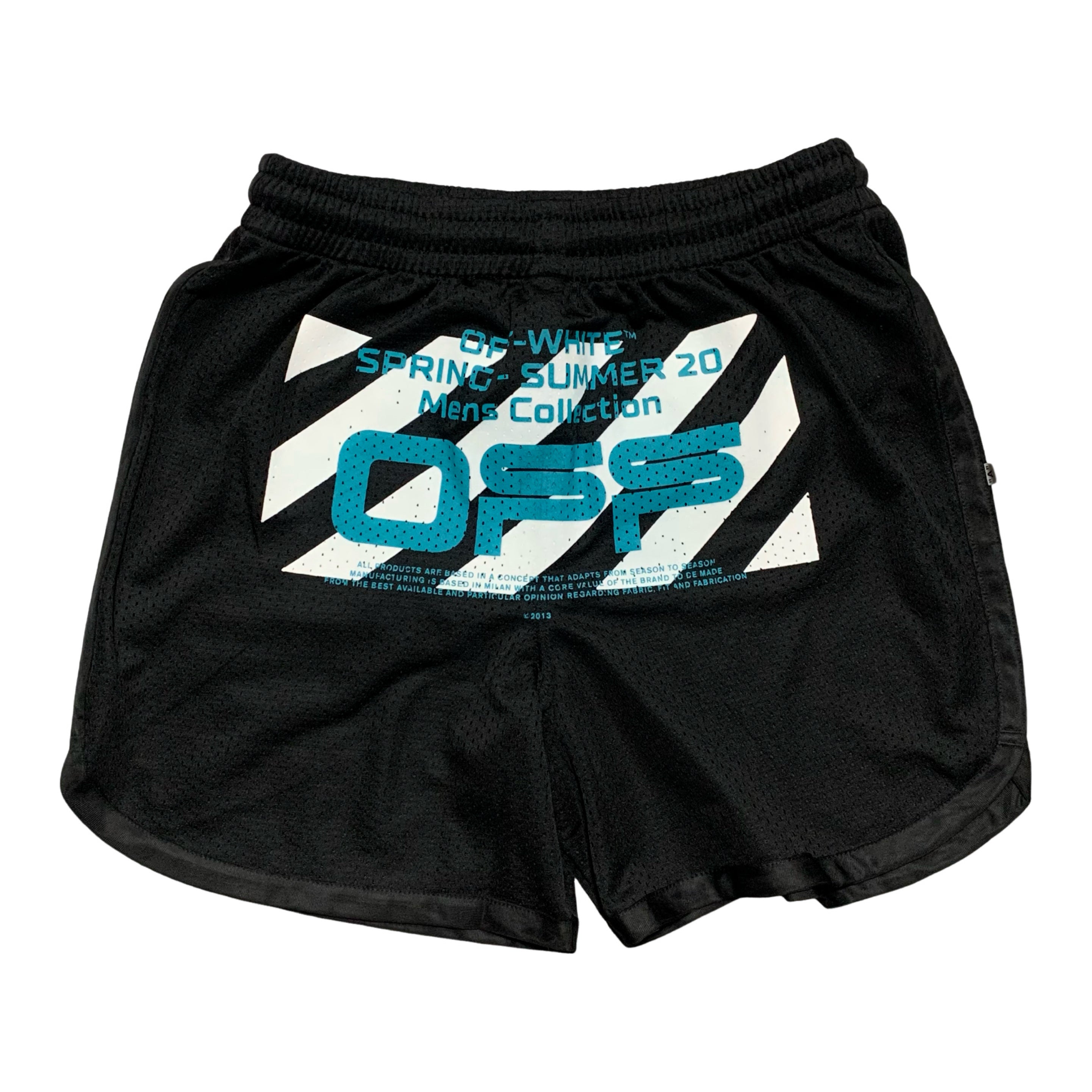 Off White Small Shorts Wavy Line Mesh Black Shorts Bottoms Virgil Abloh