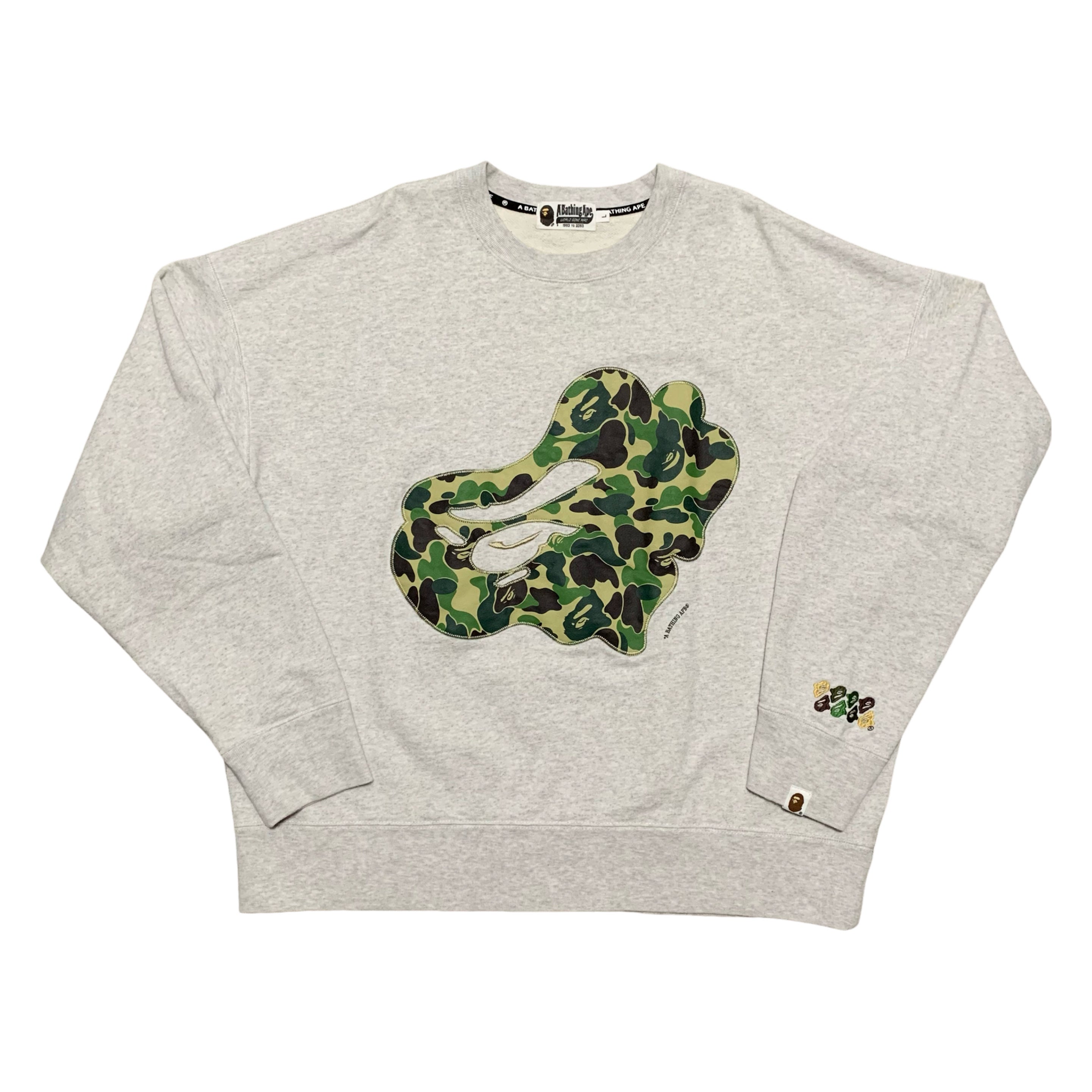 Bape Large ABC Camo Patch Loose Fit Grey Crewneck 2023