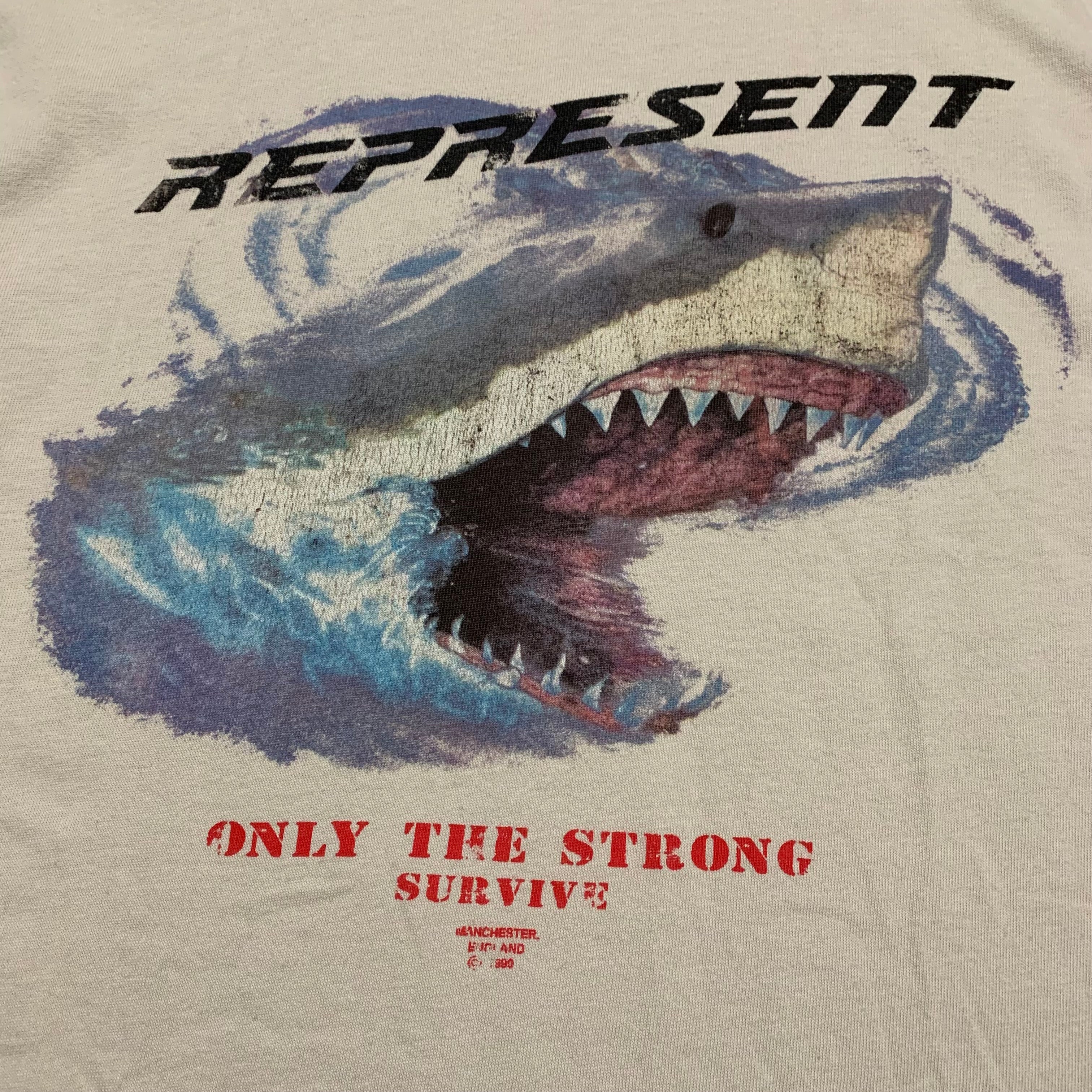 Represent Small Only The Strong Survive Vintage White Tee