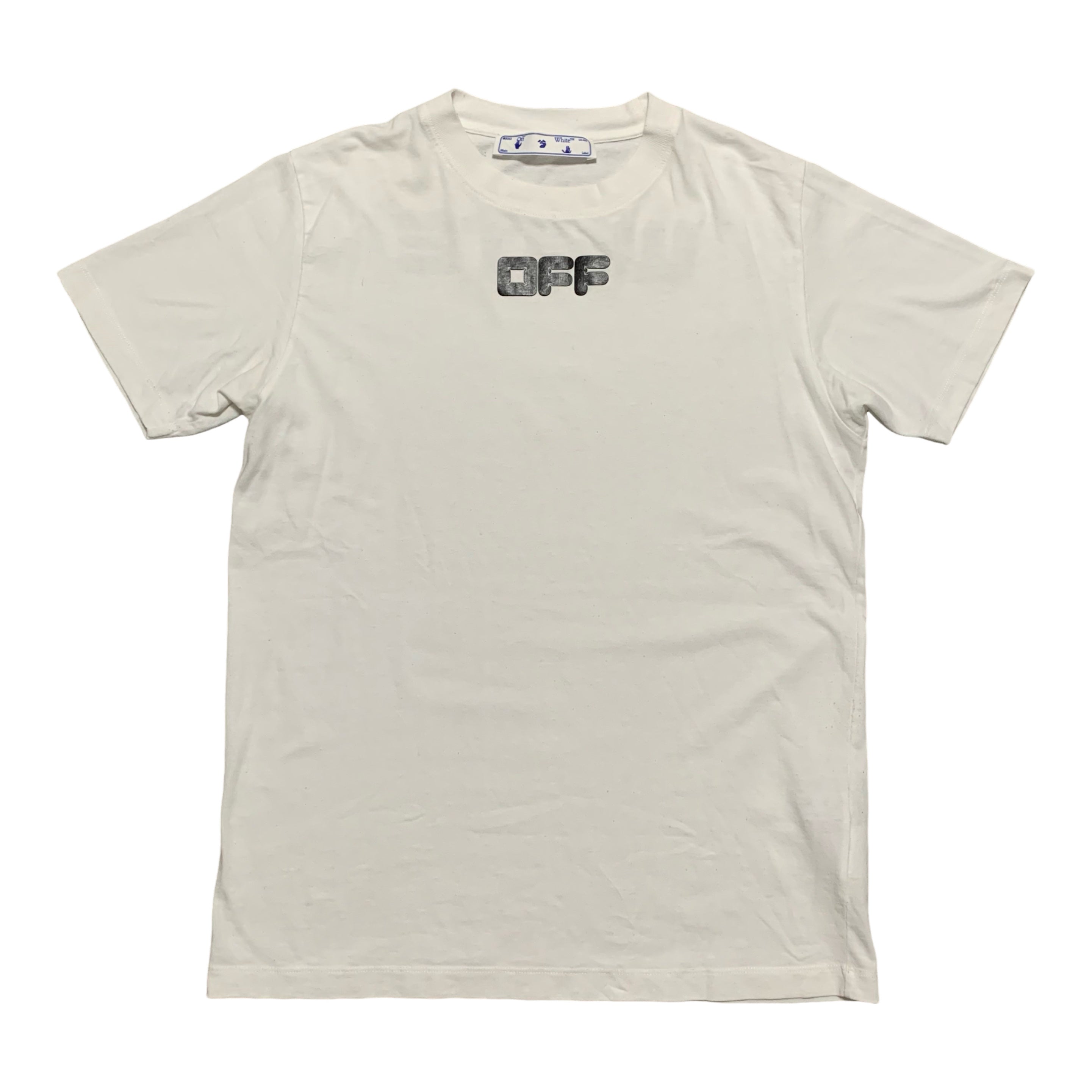 Off White Medium Logo Print White Tee Virgil Abloh (OMAA027F21JER003)