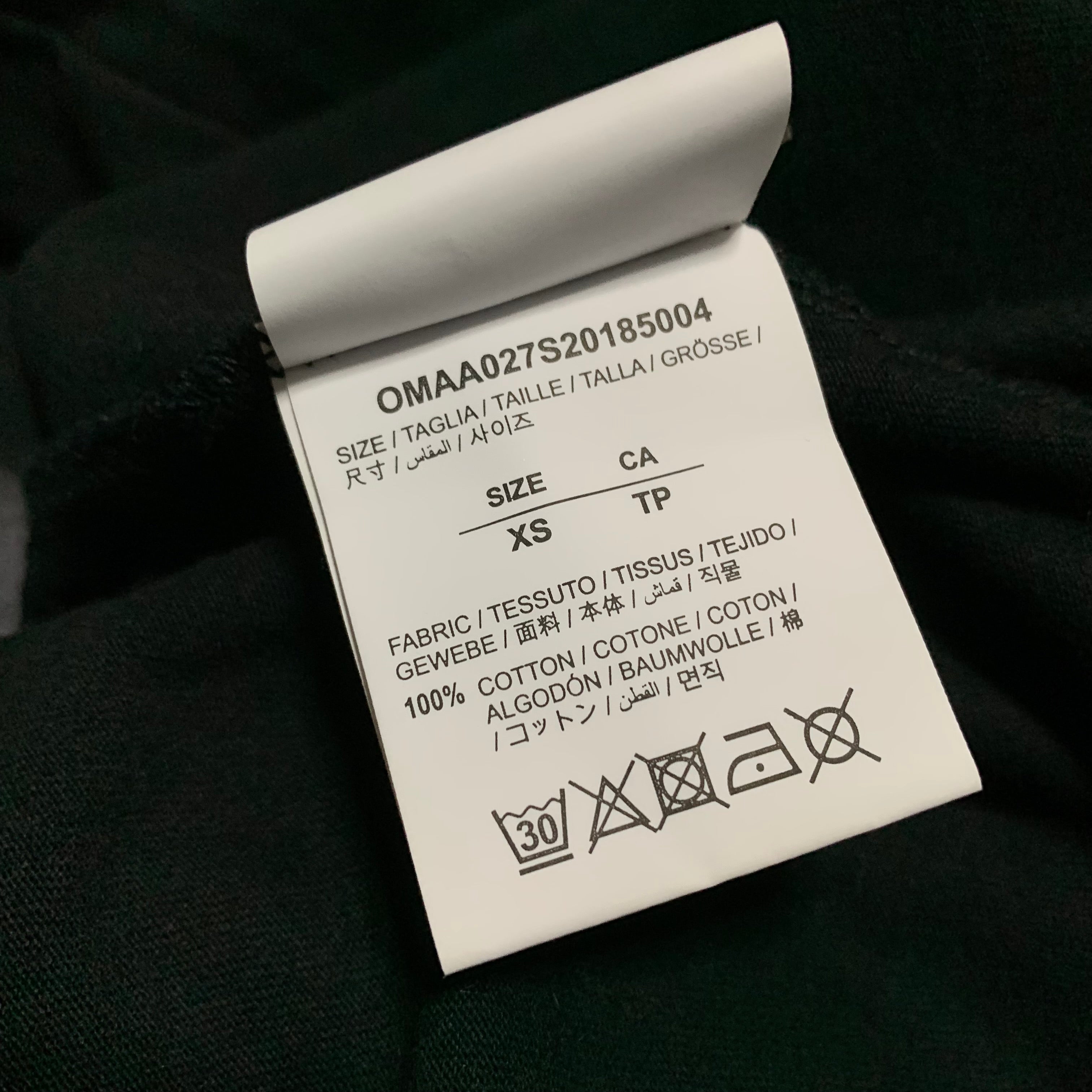 Off White XS Caravaggio Arrows Black Tee Virgil Abloh