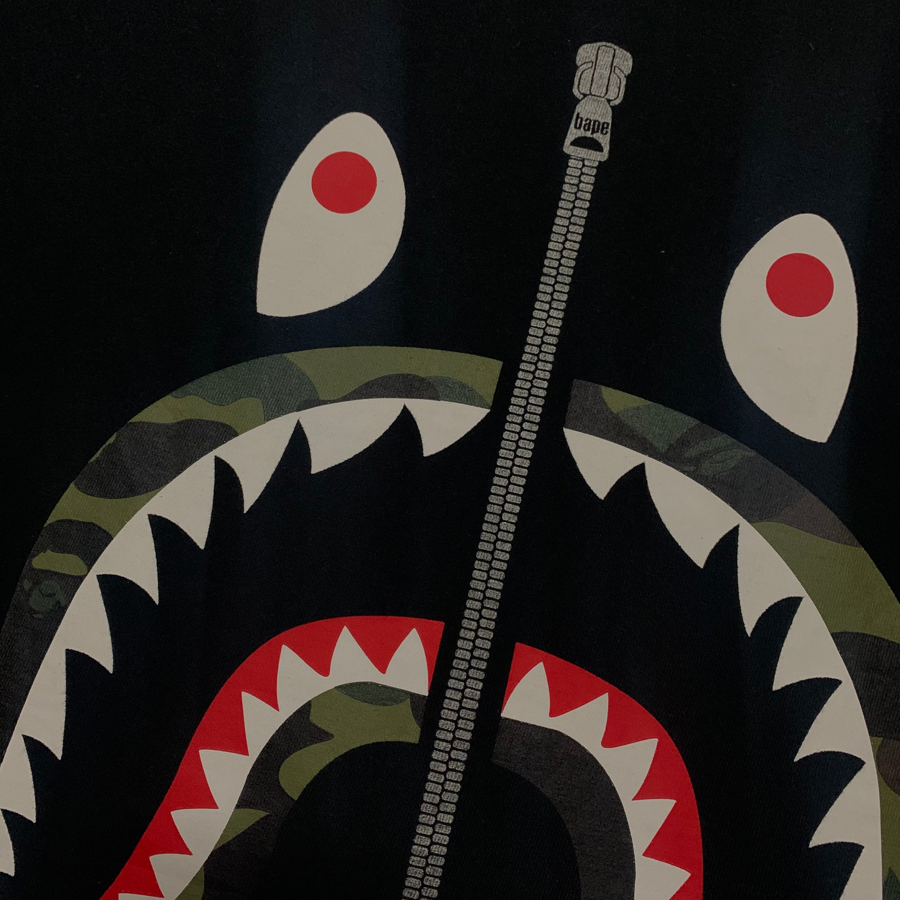 Bape Medium Shark Green Camo Black Tee