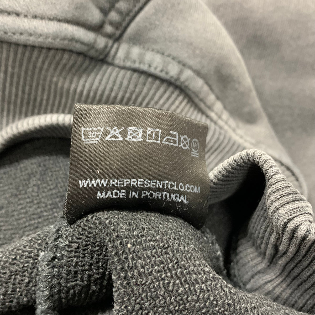 Represent Large Hoodie Embroidered Vintage Grey Hoodie