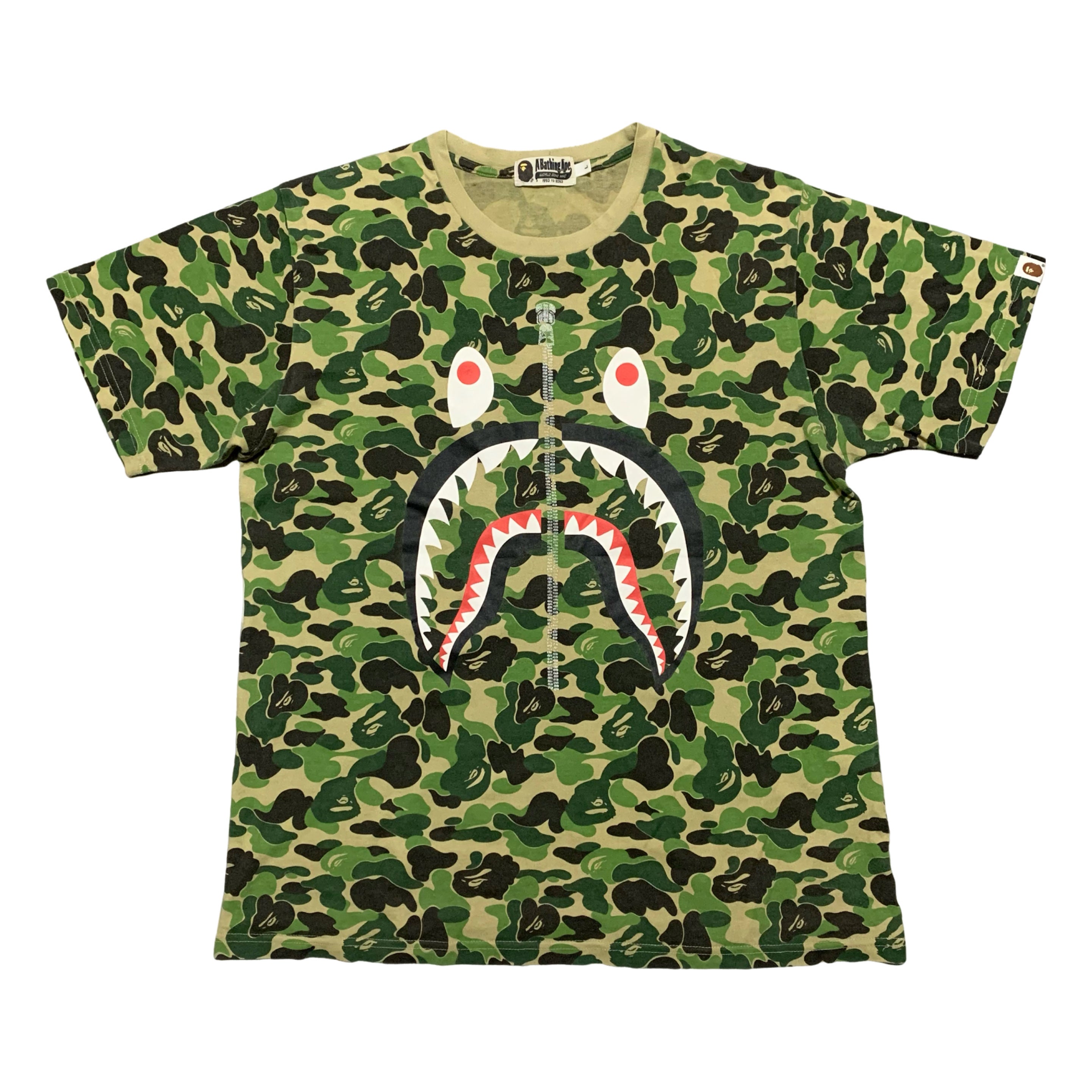 Bape Large Shark Green ABC Camo Tee A Bathing Ape