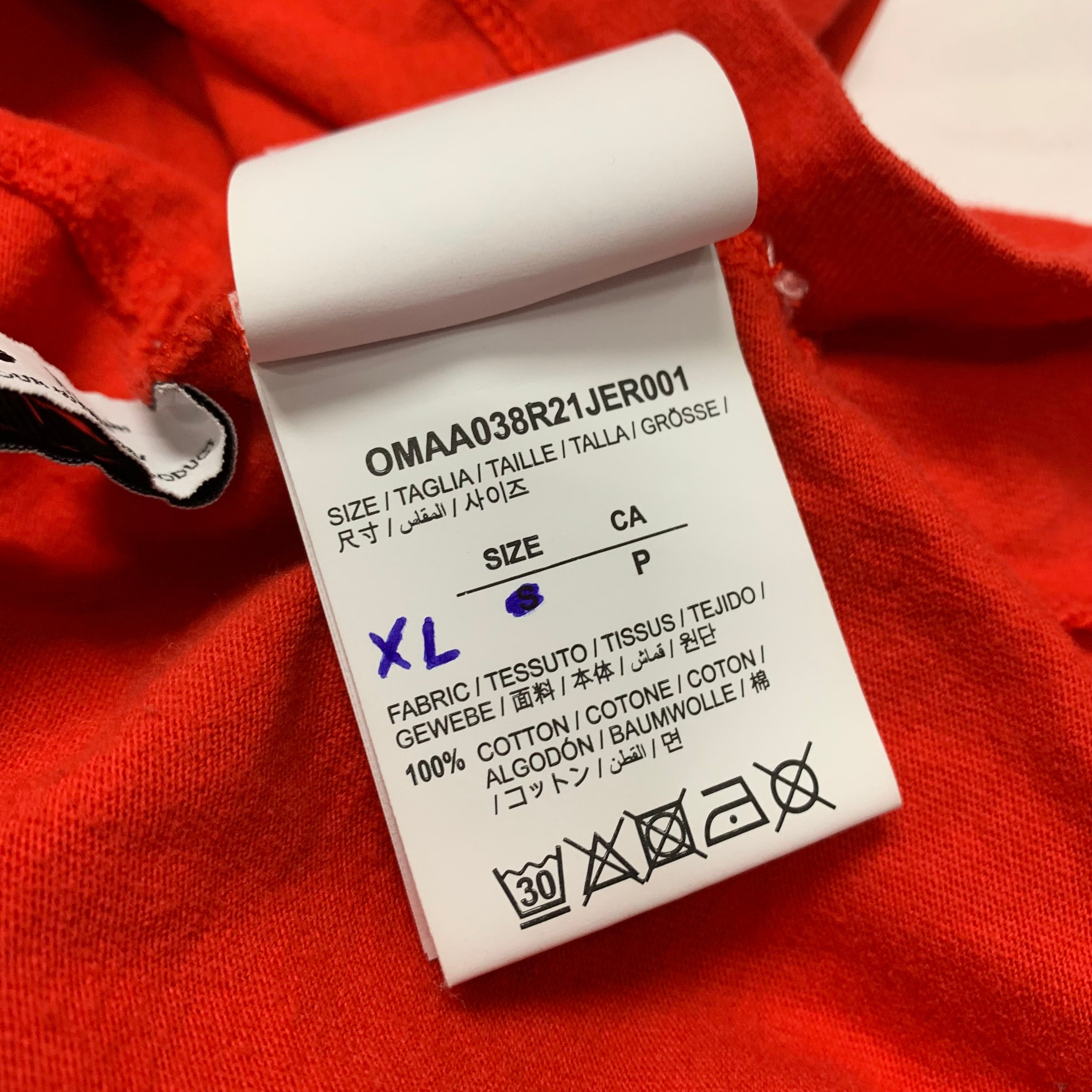 Off White XL Tee Mona Lisa Arrows Red T-Shirt Virgil Abloh