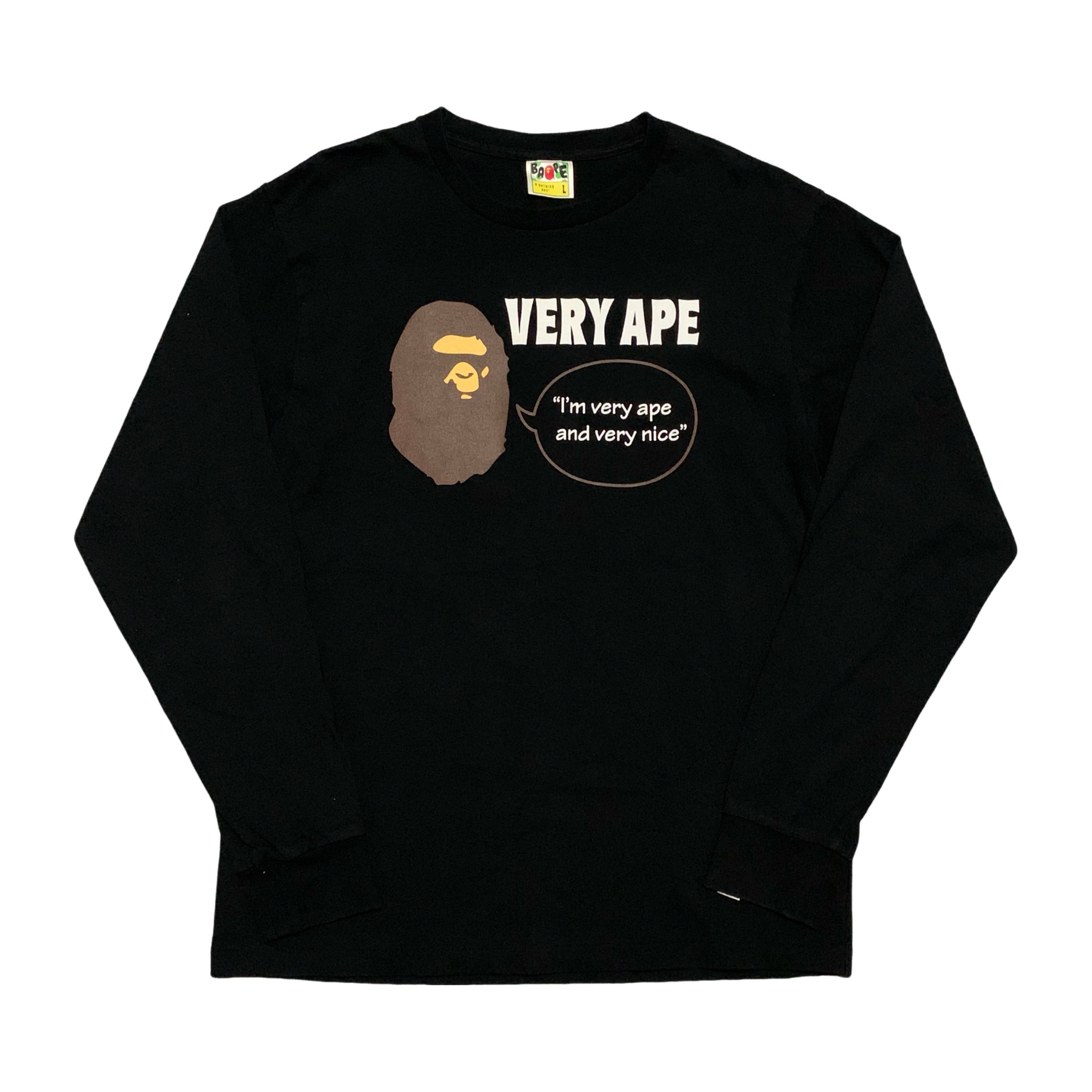 Bape Large Very Ape Black Long Sleeve Tee A Bathing Ape UK Exclusive