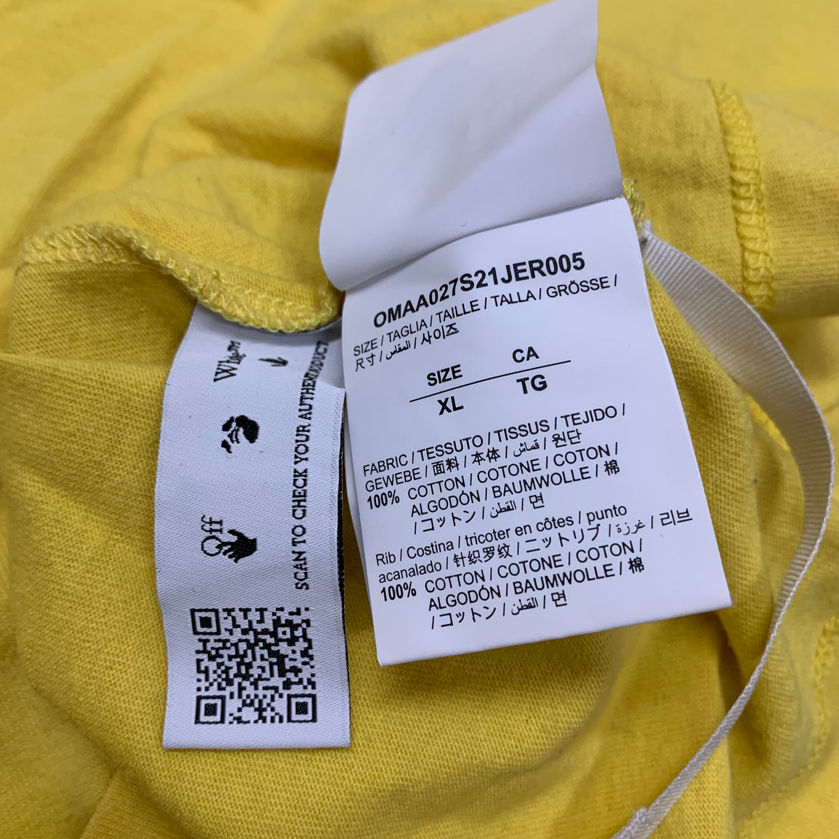 Off White Large Tee Graffiti Arrows Yellow T-Shirt Virgil Abloh