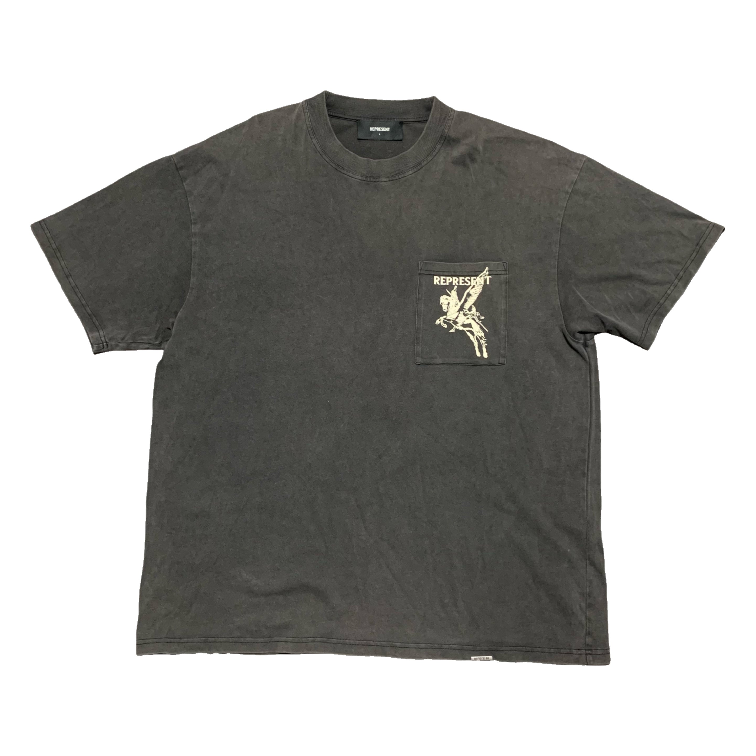 Represent Large Mascot Vintage Grey Pocket Tee