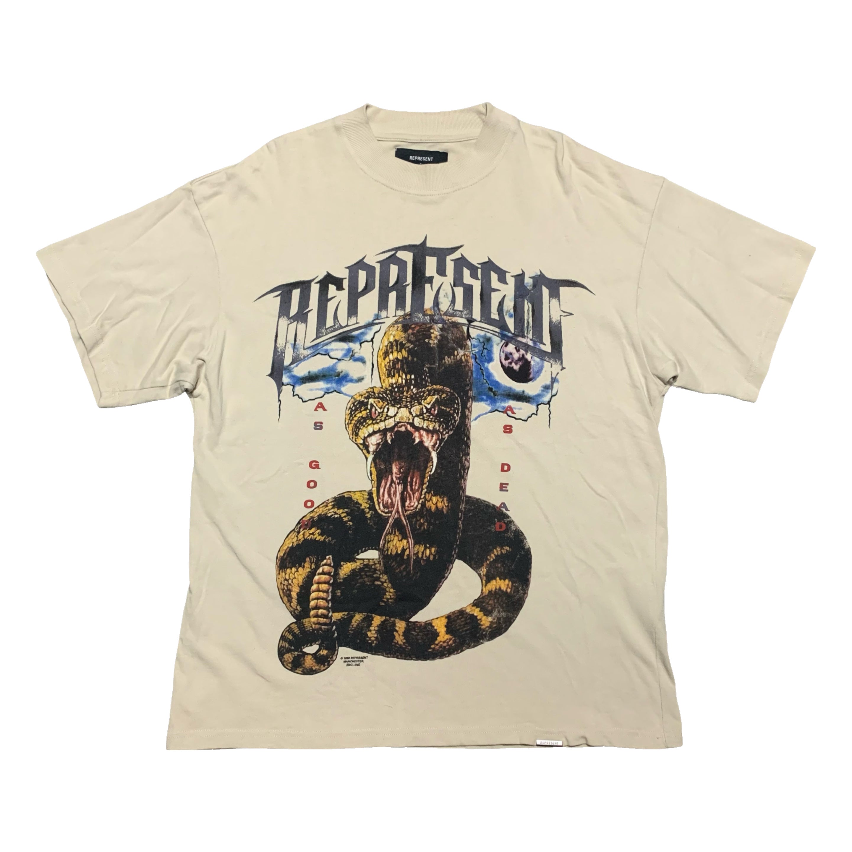 Represent Small Snake Graphic Vintage White Tee
