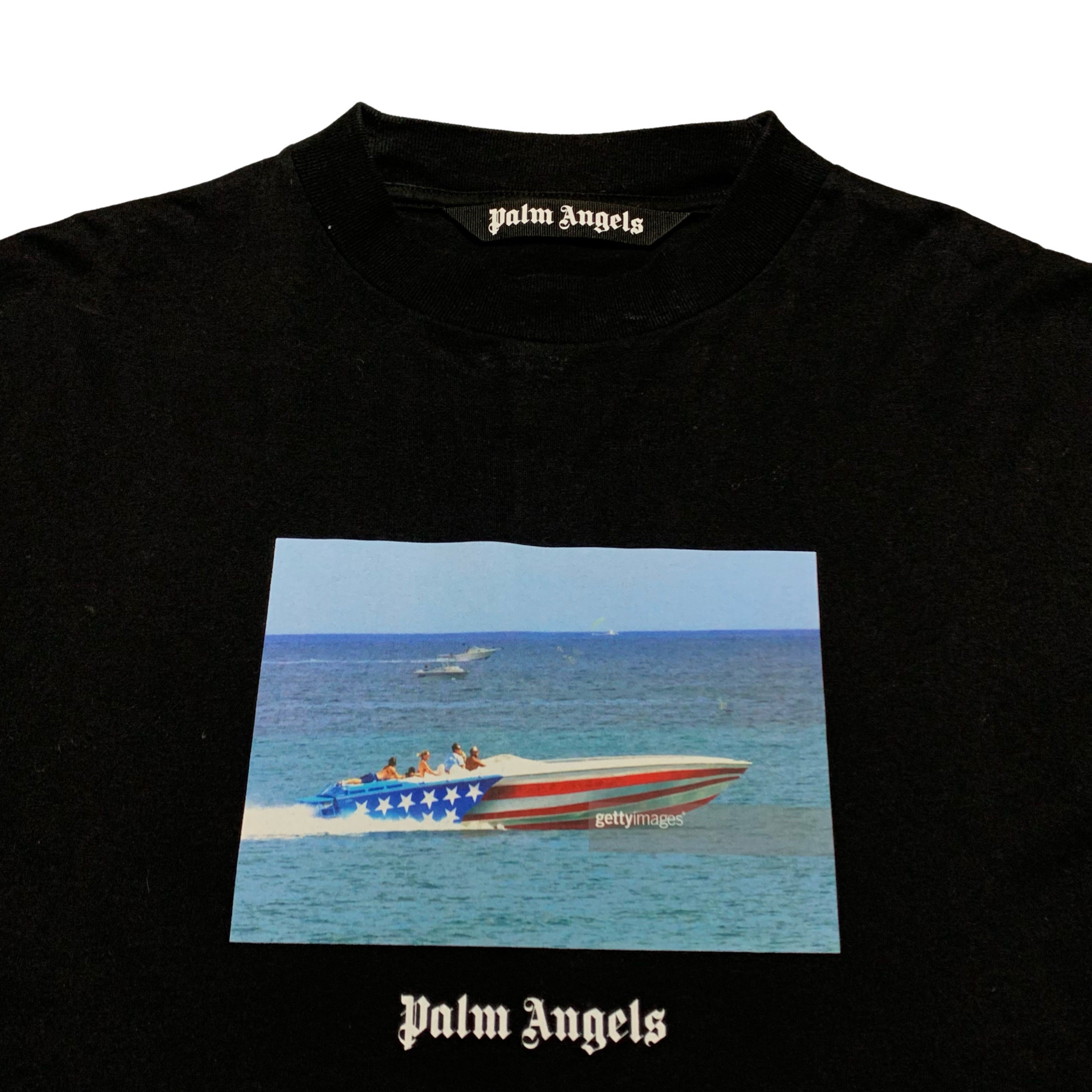 Palm Angels Small Getty Speedboat Classic Black Tee