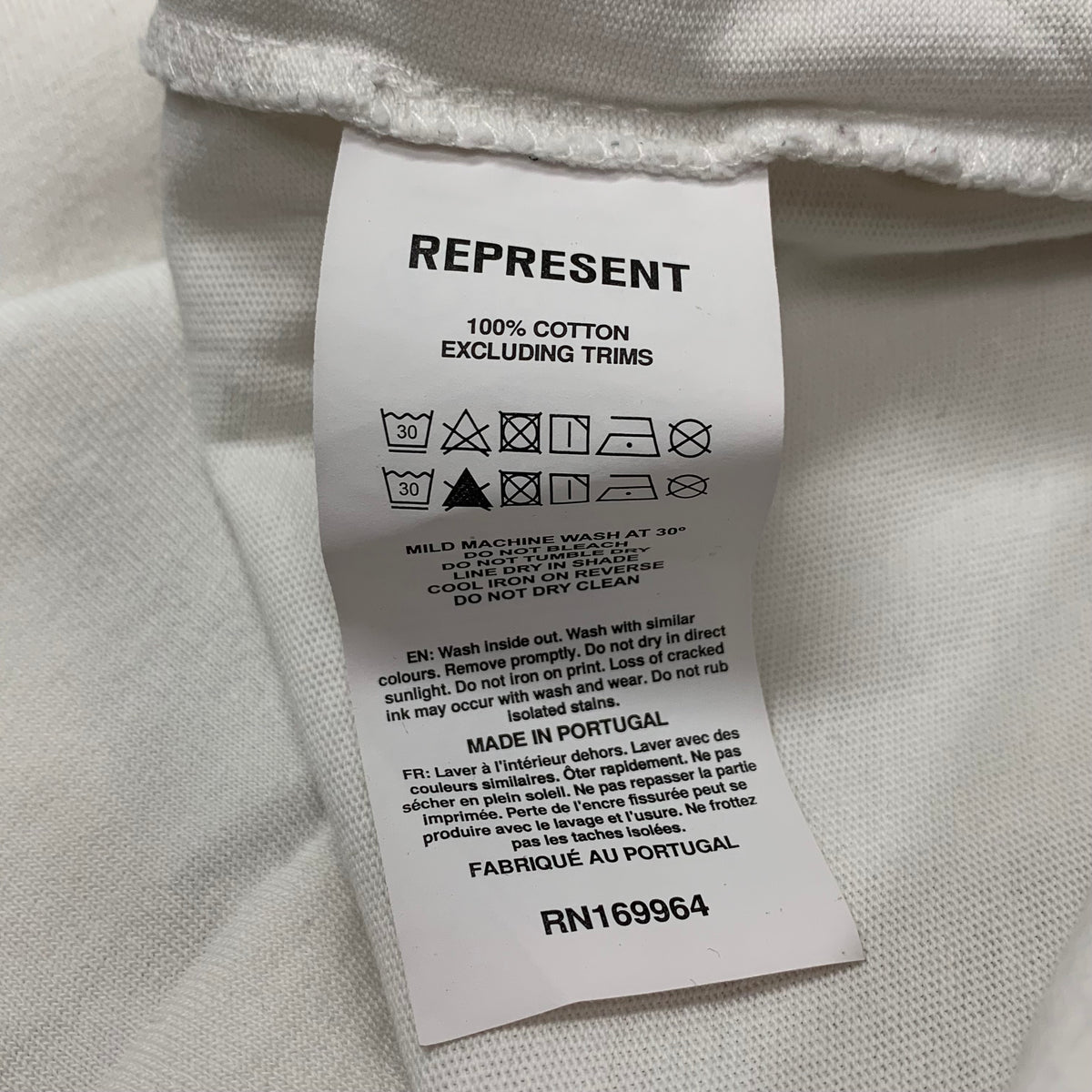 Represent Medium Tee Initial Masking Tape White T-Shirt