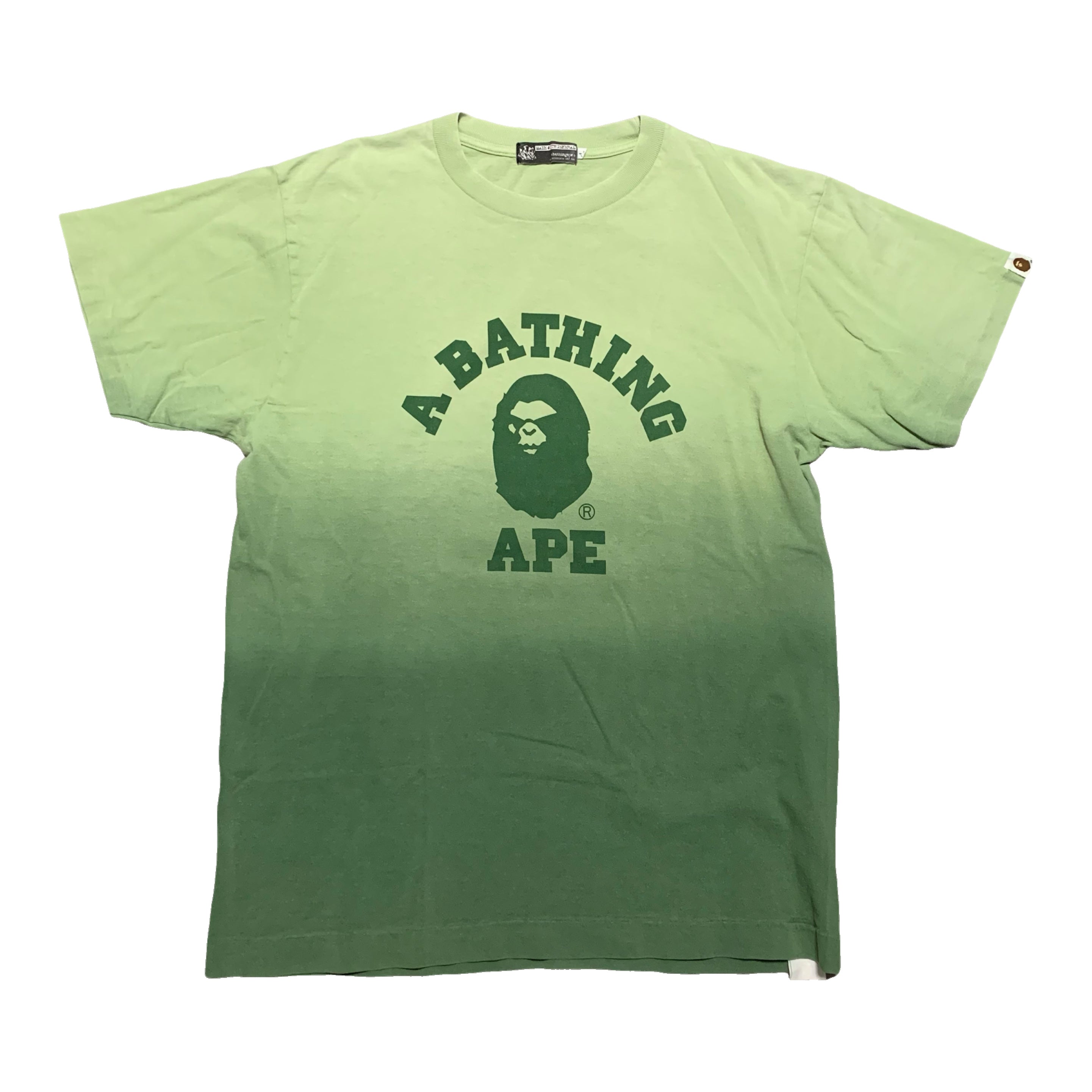 Bape Large College Mad Face Green Gradation Tee A Bathing Ape Vintage