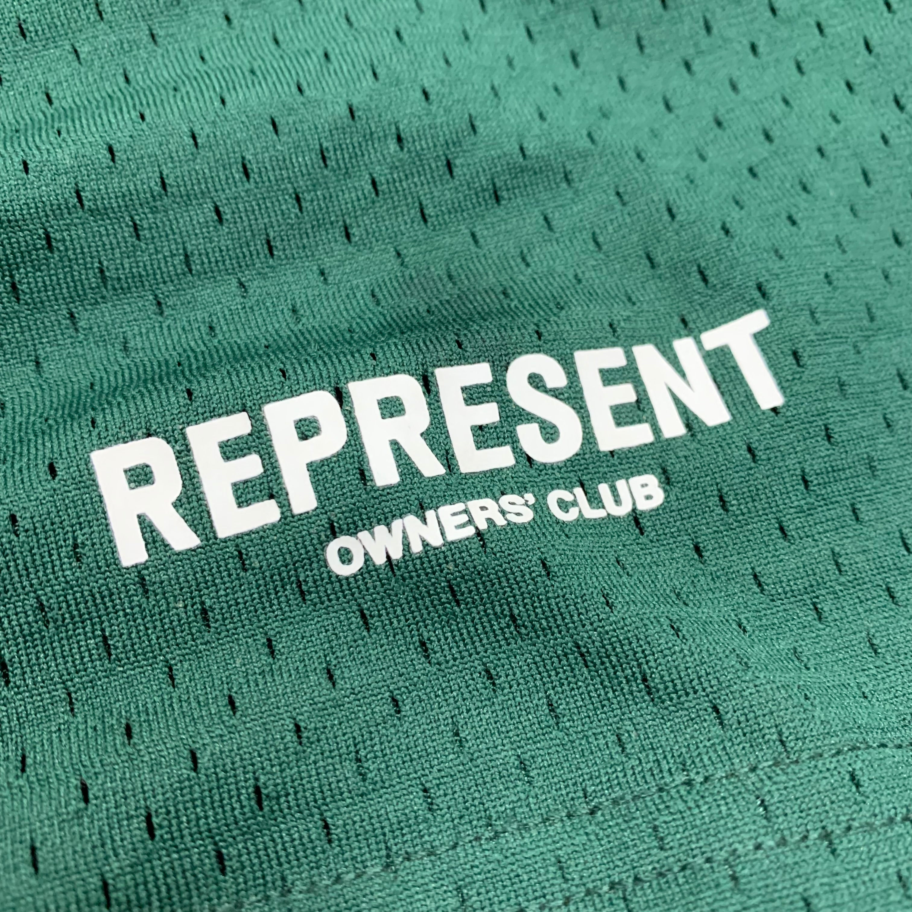 Represent Small Shorts Owners Club Green Mesh Zip Shorts