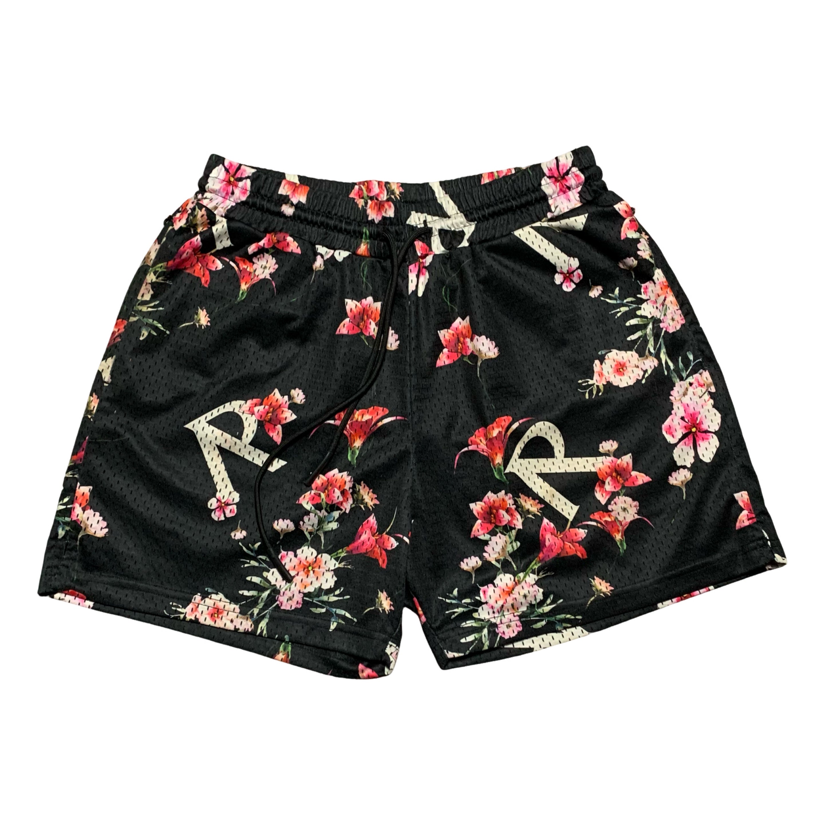 Represent Small Shorts Black Mesh Floral Bottoms