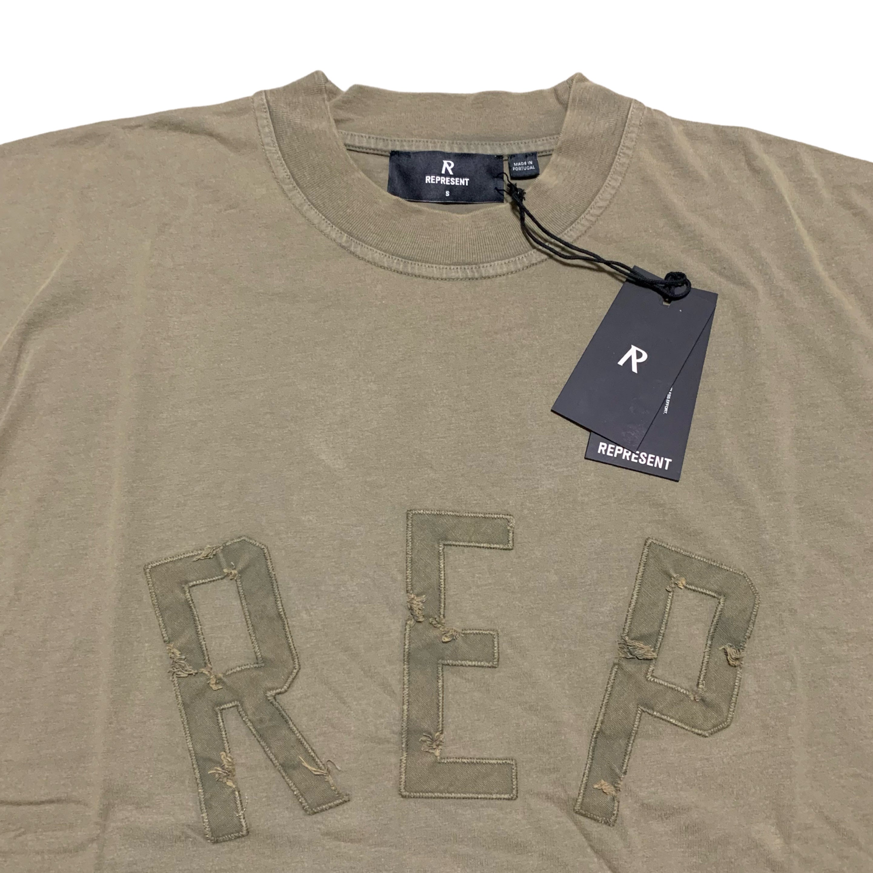 Represent Small Applique Fawn Khaki Green Tee