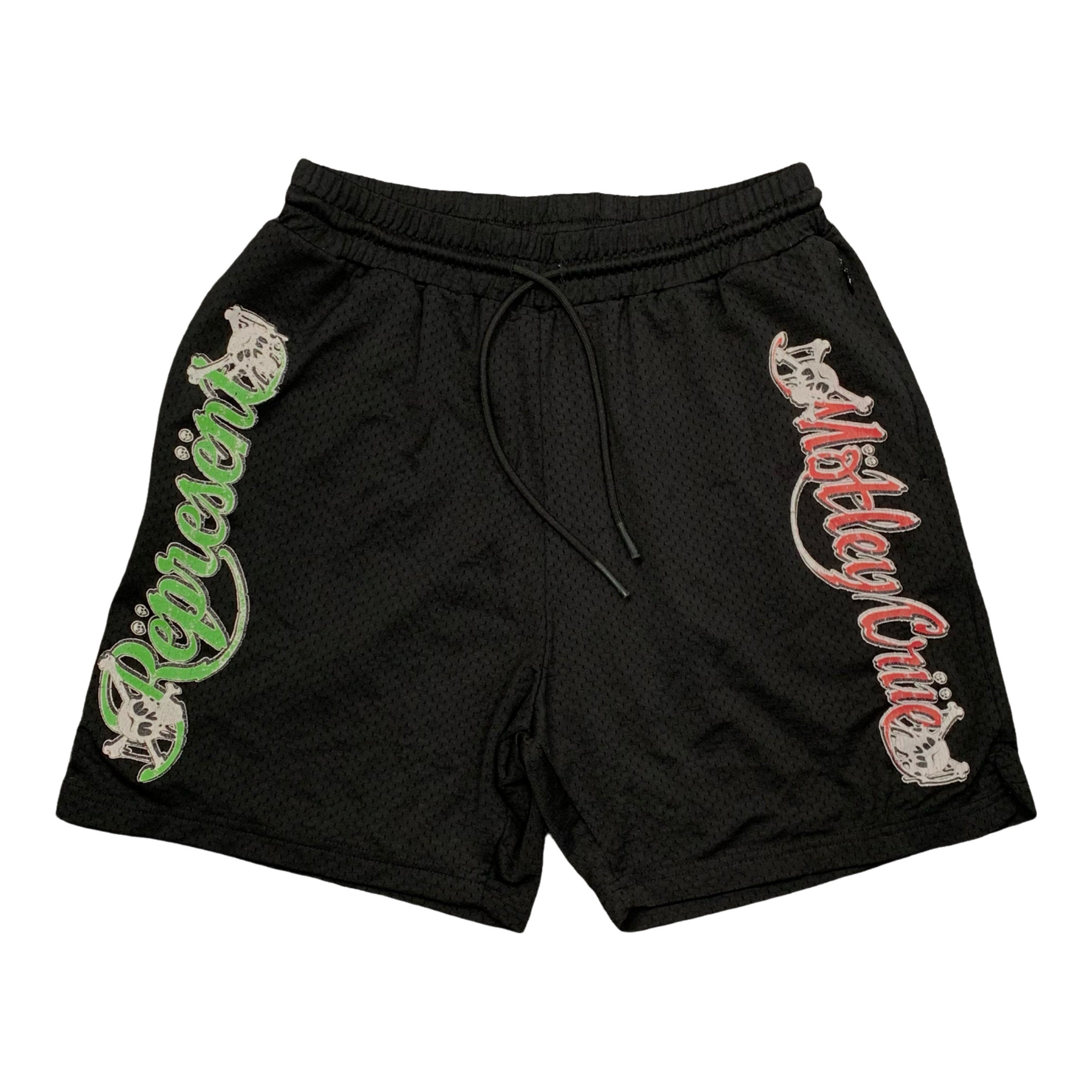 Represent Medium Shorts Motley Crue Black Mesh Bottoms