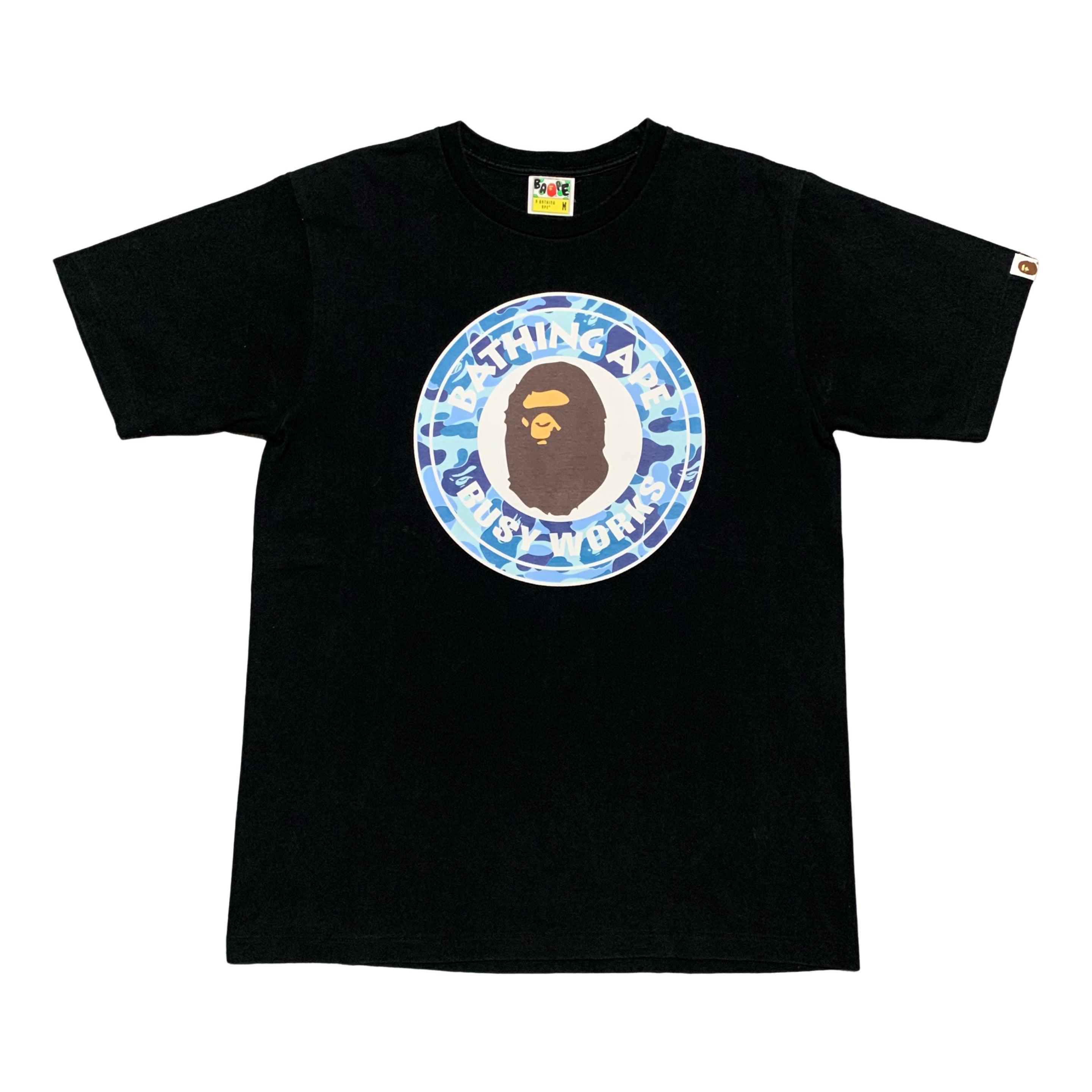 Bape Medium Busy Works Blue ABC Camo Black Tee