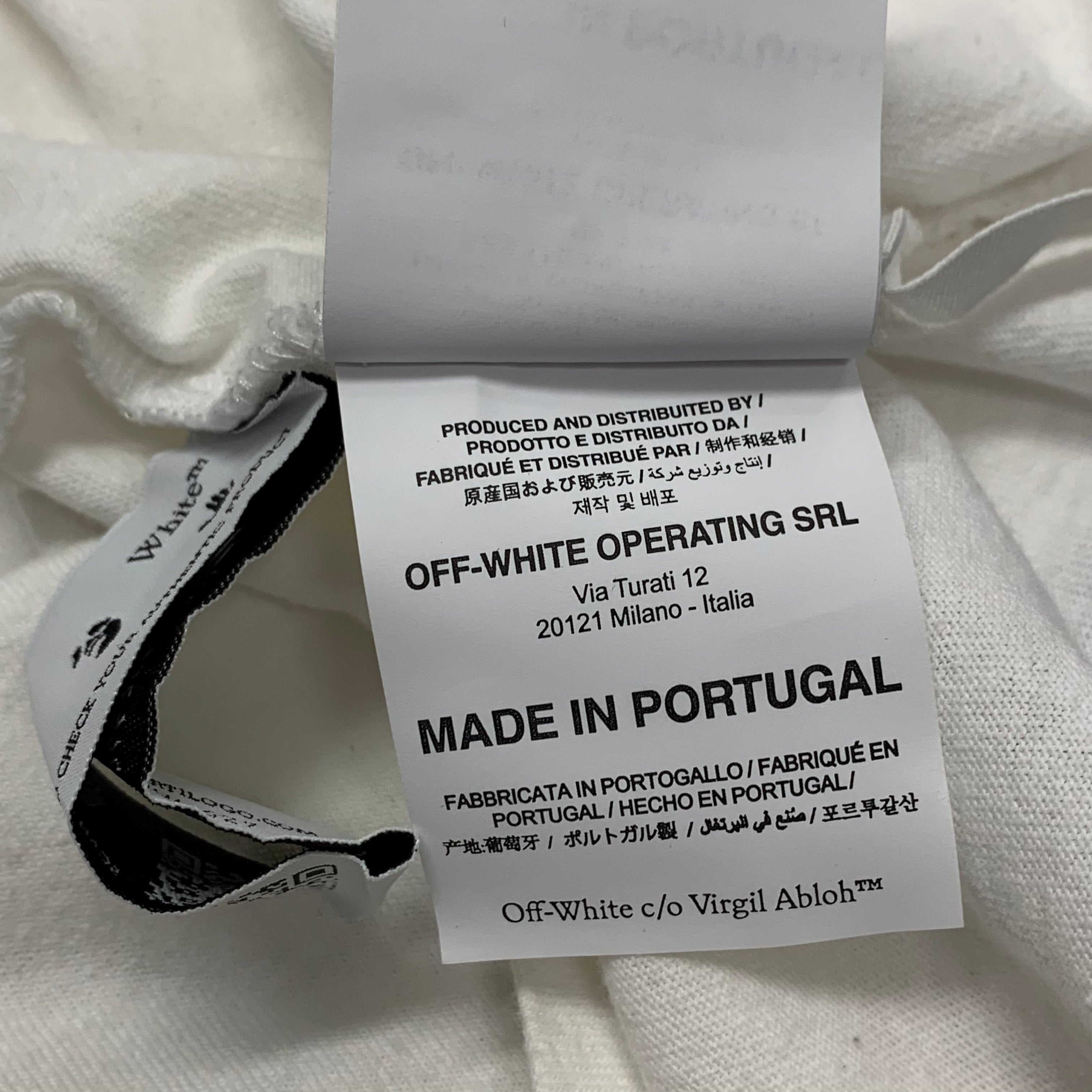 Off White Medium Tee Acrylic Arrows White T-Shirt Virgil Abloh